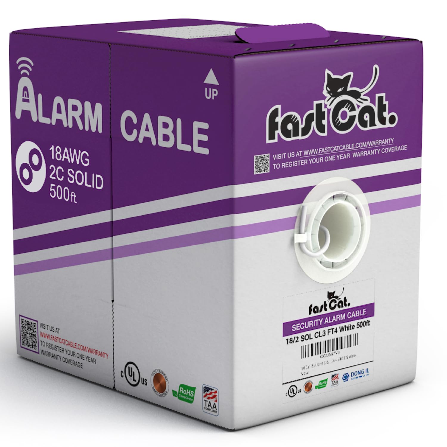 Fast Cat. Alarm Wire Cmr Cable For Low Voltage Fire Detector, Security Stations, Door Bell & Burglar System   22Awg 4C Sol Coil,