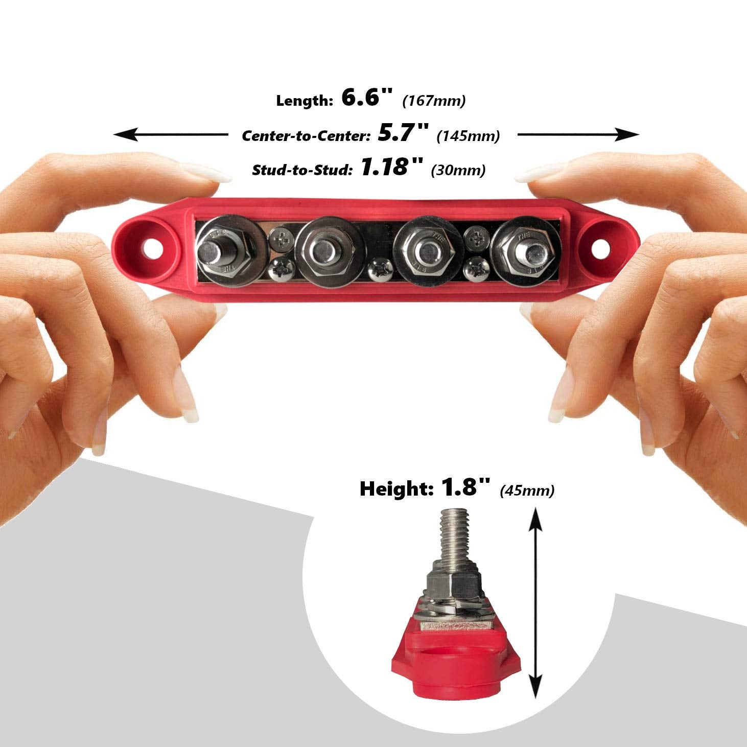 Mgi Speedware 4 Post Power Distribution Block Busbar 5/16'' Studs With Cover, 250 Amp Rating For Automotive, Marine, And Solar W