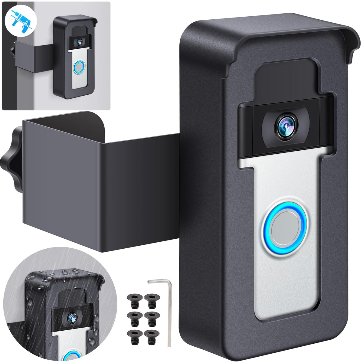 Anti Theft Video Doorbell Mount Compatible With Ring Video Doorbell 4/3/3 Plus/2/1/(2020 Release), Blink Camera Door Mount No Dr