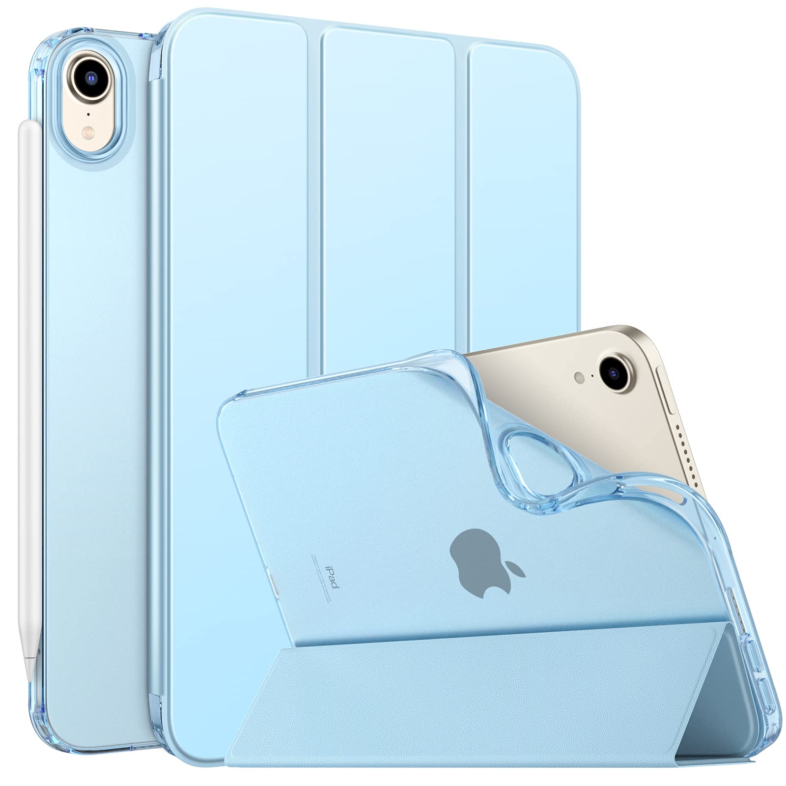 MoKo Case Fit New iPad Mini 7 (A17 Pro) 2024, iPad Mini 6th Generation Case 2021 (8.3 inch), iPad Mini 6 Case, Soft TPU Translucent Frosted Back Cover Case for iPad Mini 7th, Sky Blue