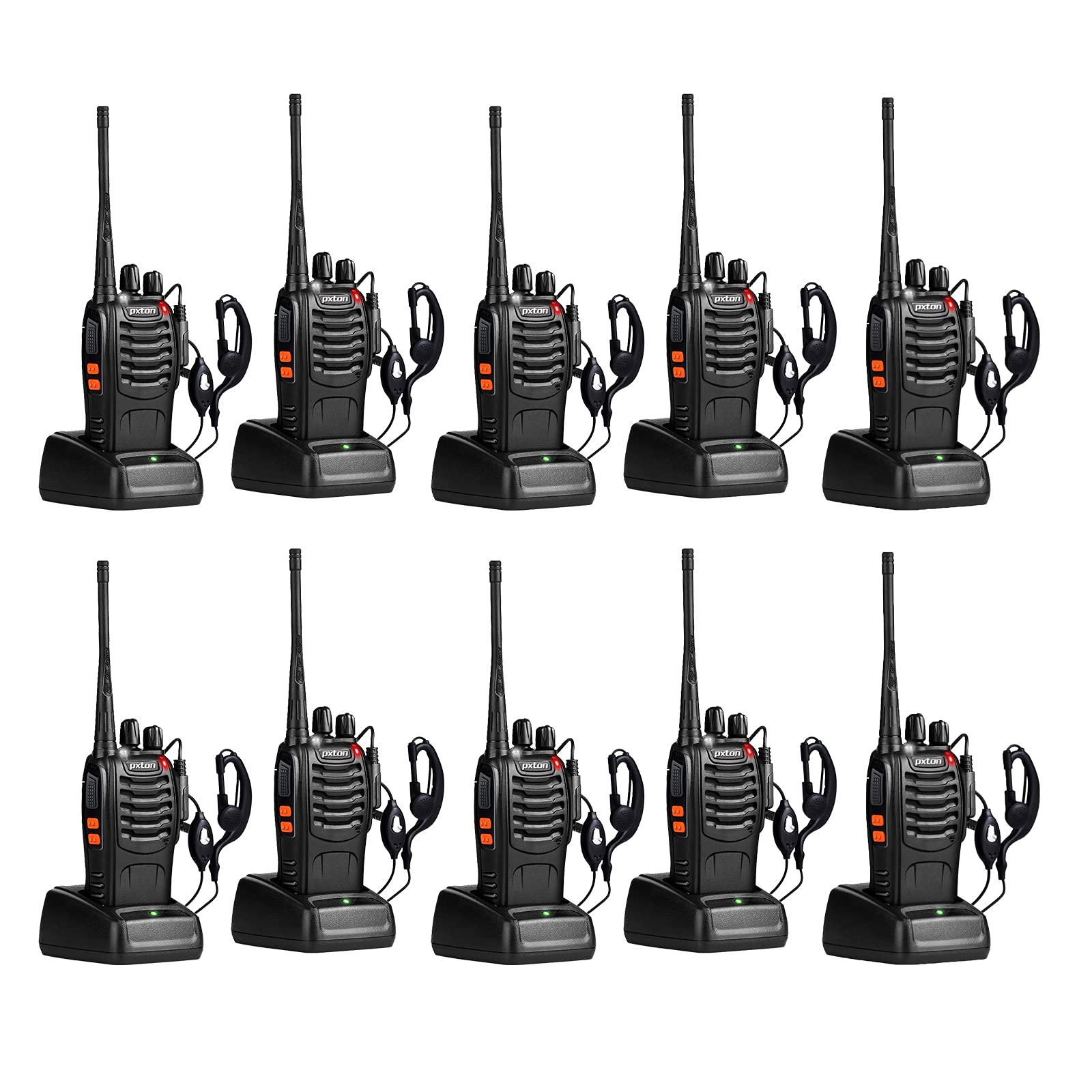 Pxton Walkie Talkies For Adults Two Way Radios Long Range With Headphones,16 Channel Handheld 2 Way Radio Rechargeable With Flas