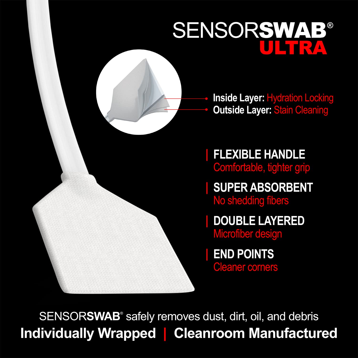 Cine Swab Video Imaging Sensor Cleaner   Digital Camera Sensor Cleaner Kit For Cleaning Cinema Cameras With Super 35 Or 24Mm Contact Sensor   Cleaning Kit   6 Swabs And 1 Solution Bottle