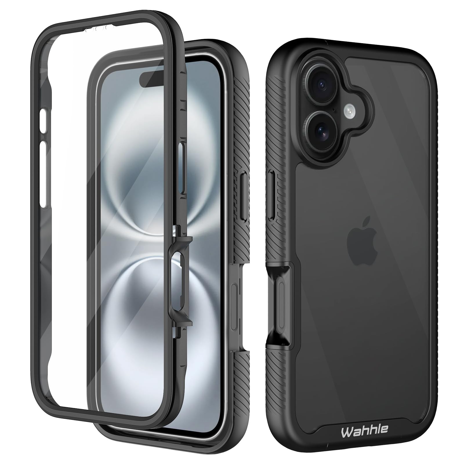 Wahhle Compatible With Iphone 16 Case, Built In Screen Protector Full Body Shockproof Slim Fit Bumper Protective Phone Cover 6.1