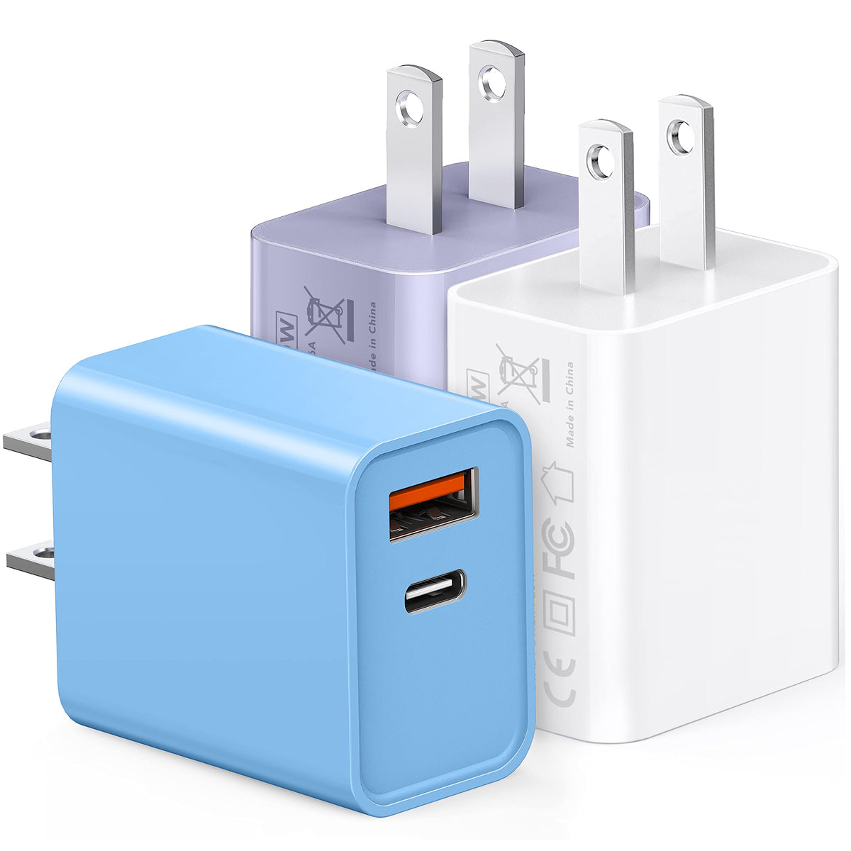 Iphone 16 15 14 Pro Max Charger, Upgraded Certified 3 Pack 20W Durable Dual Port Pd Block Fast Usb C Wall Charger For Iphone 16/