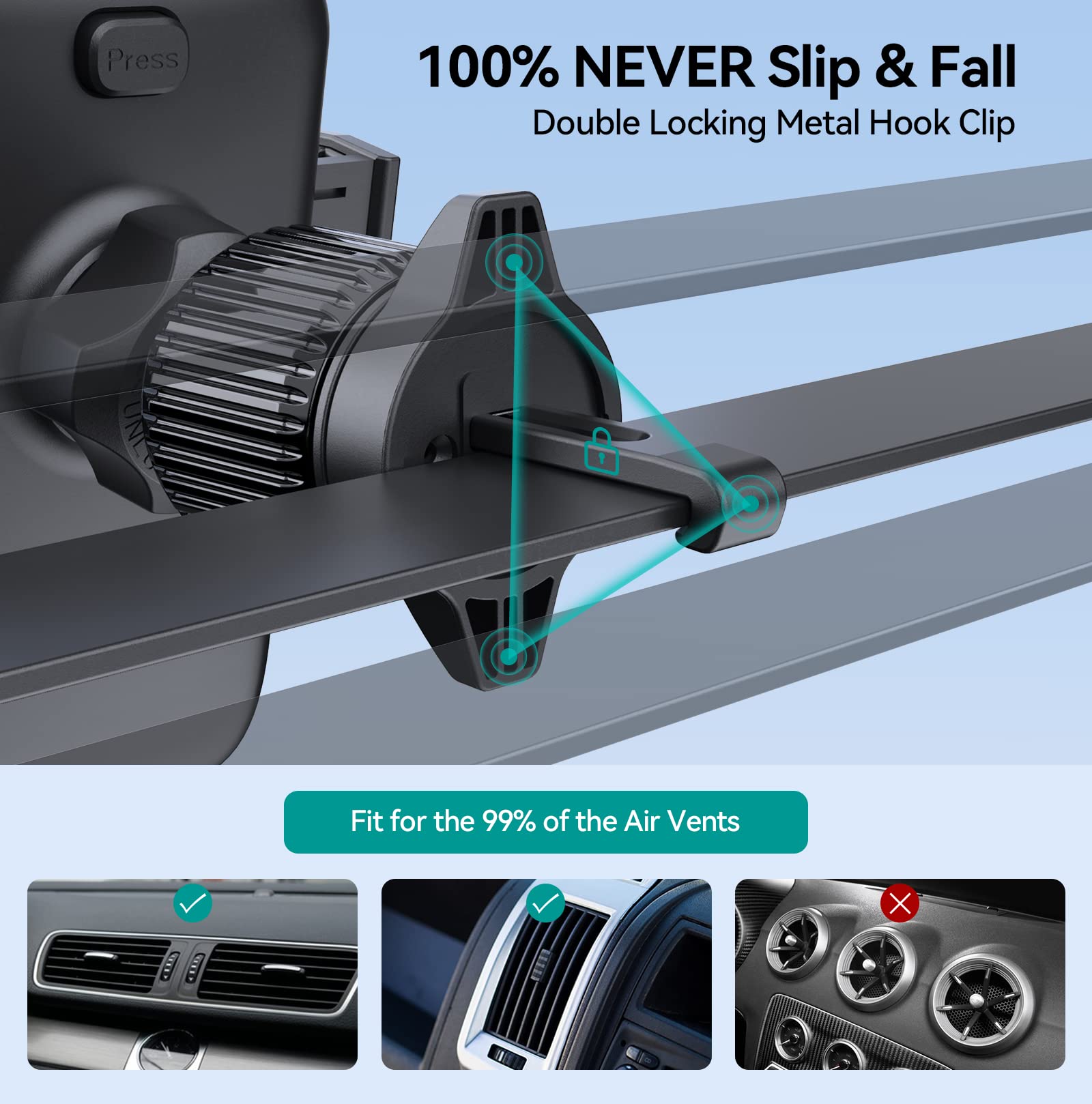 Dolyofg Car Phone Holder Mount, [Military Grade Suction & Super Sturdy Base] 3 In 1 Universal Phone Mount For Car Dashboard Wind