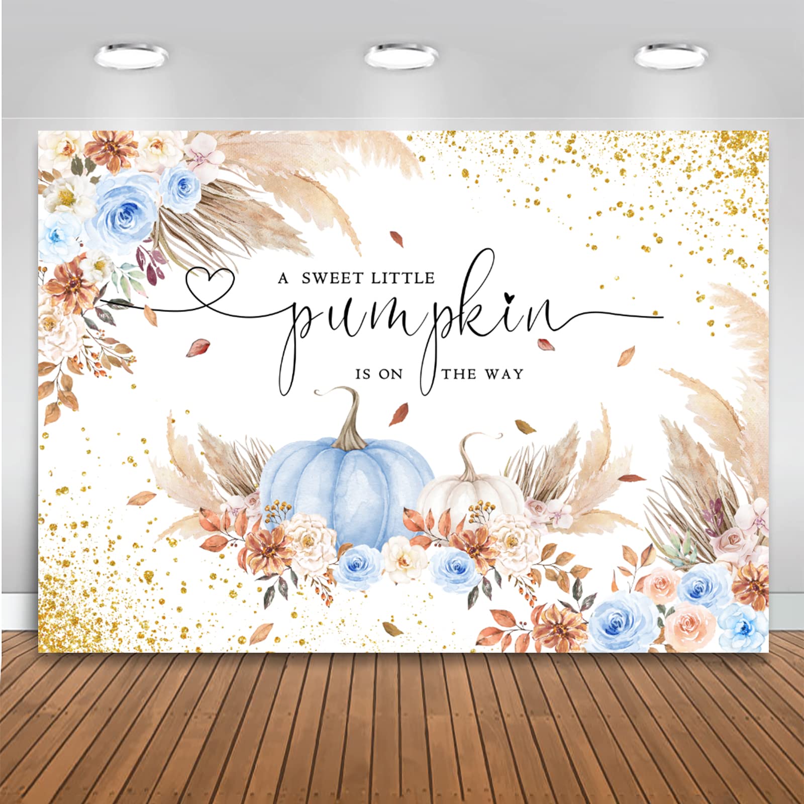 Mocsicka Pumpkin Backdrop For Girl Boy Autumn Fall Pumpkin Baby Shower Party Decorations Boho Blush Floral A Little Pumpkin Is O