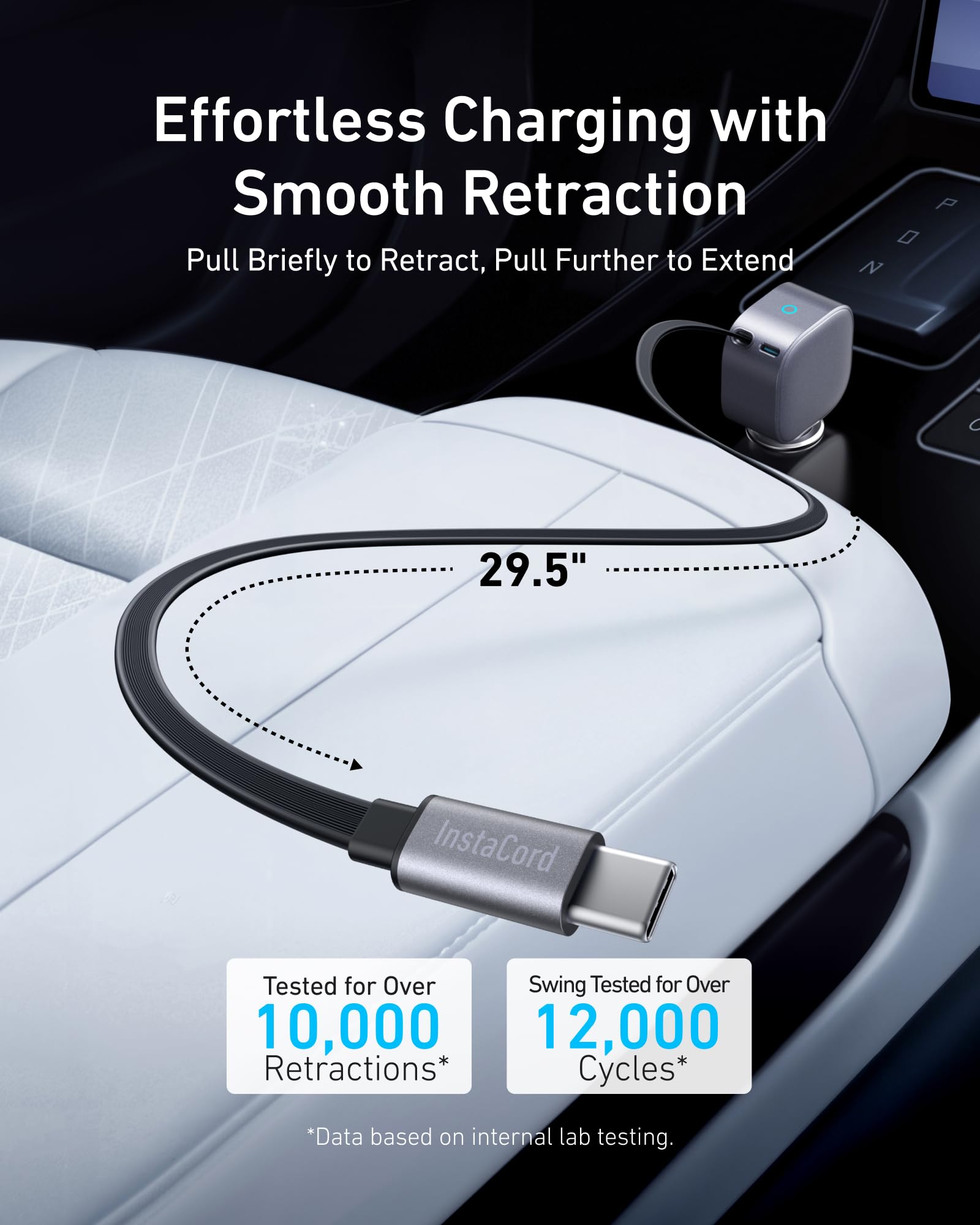 Anker Usb C Car Charger, 75W Max Ultra Compact Type C Fast Car Charger With Built In Retractable Cable, Car Adapter For Iphone 1