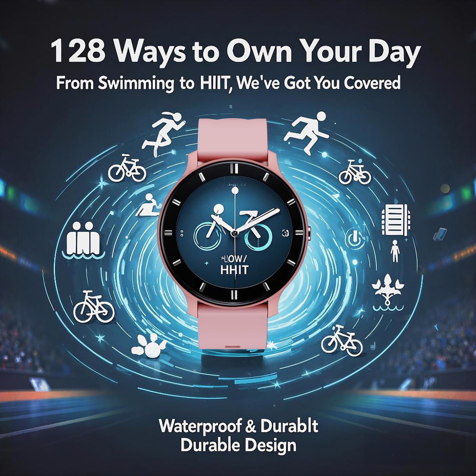 Smart Watch For Women, 1.46 '' 360X360 Hd Touchscreen With 7Day Battery, 128 Sports Modes Fitness Tracker, Heart Rate/Sleep Moni