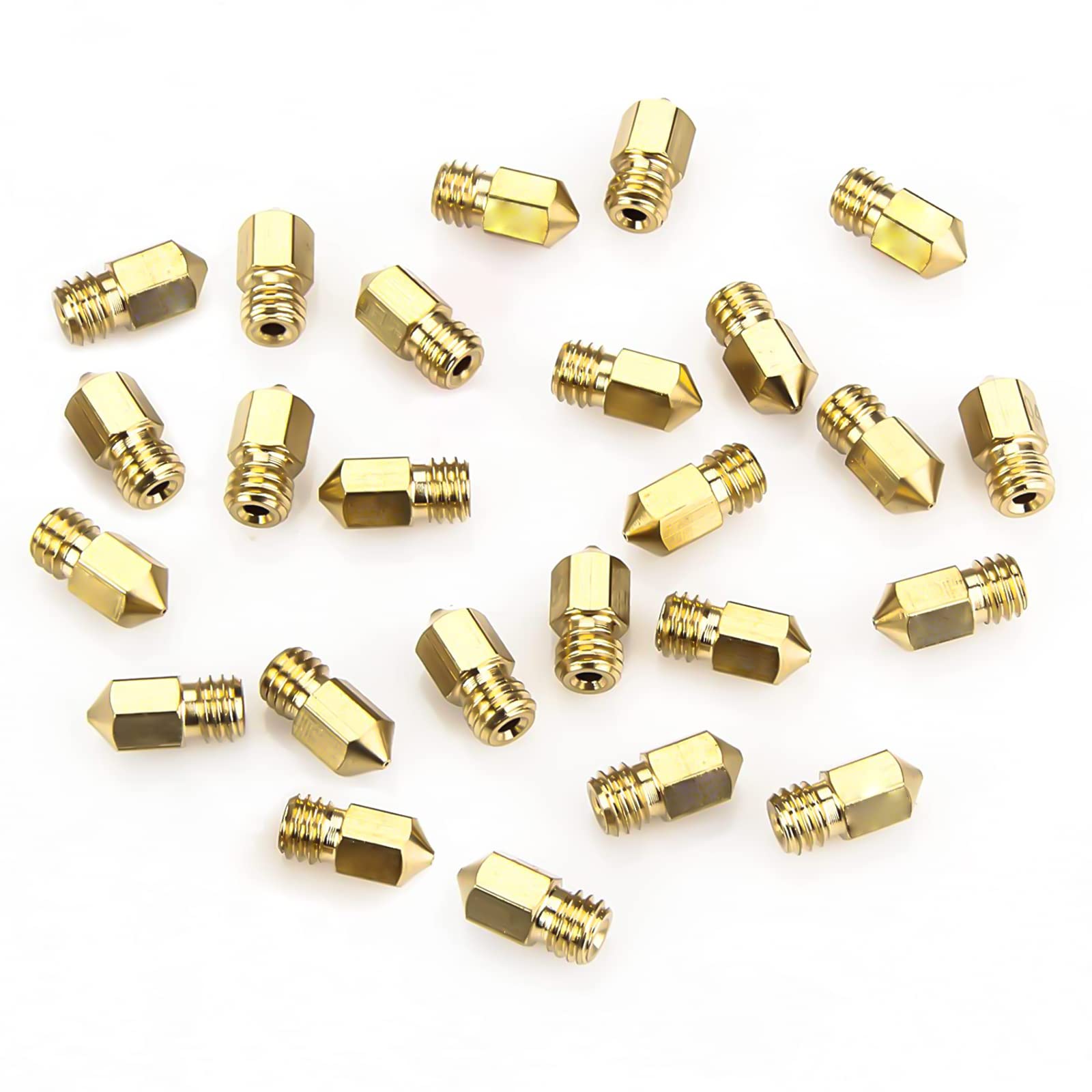 0.4Mm Mk8 Ender 3 Nozzles 25 Pcs 3D Printer Brass Nozzles Extruder For Makerbot Creality Cr 10 With 5 Needles And Metal Storage