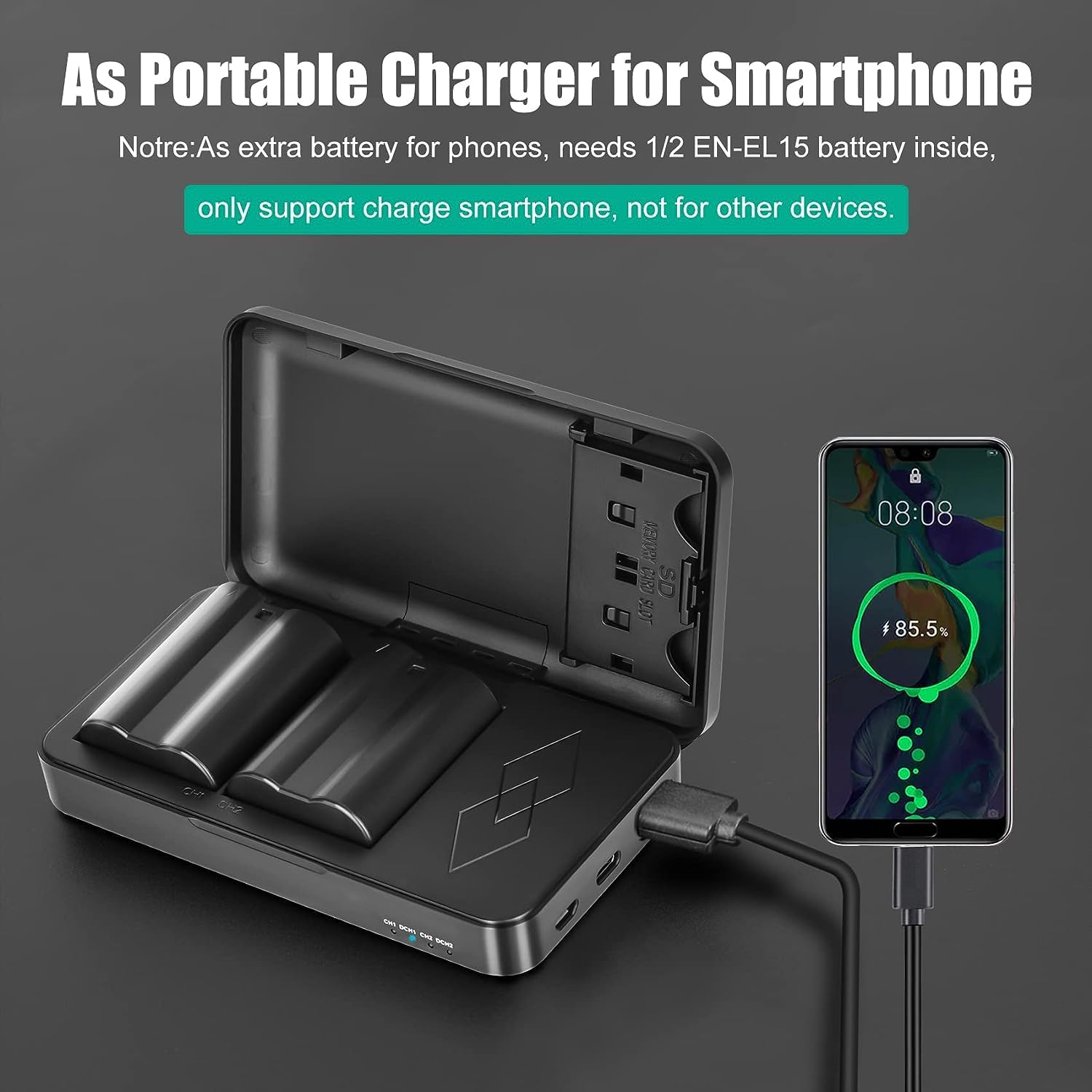 Jyjzpb 2 Pack En El15B En El15C Batteries And Charger Case For Nikon D7500, D750, Z6, Z6 Ii, Z7, Z7Ii, Z8, D500, D600, D610, D81