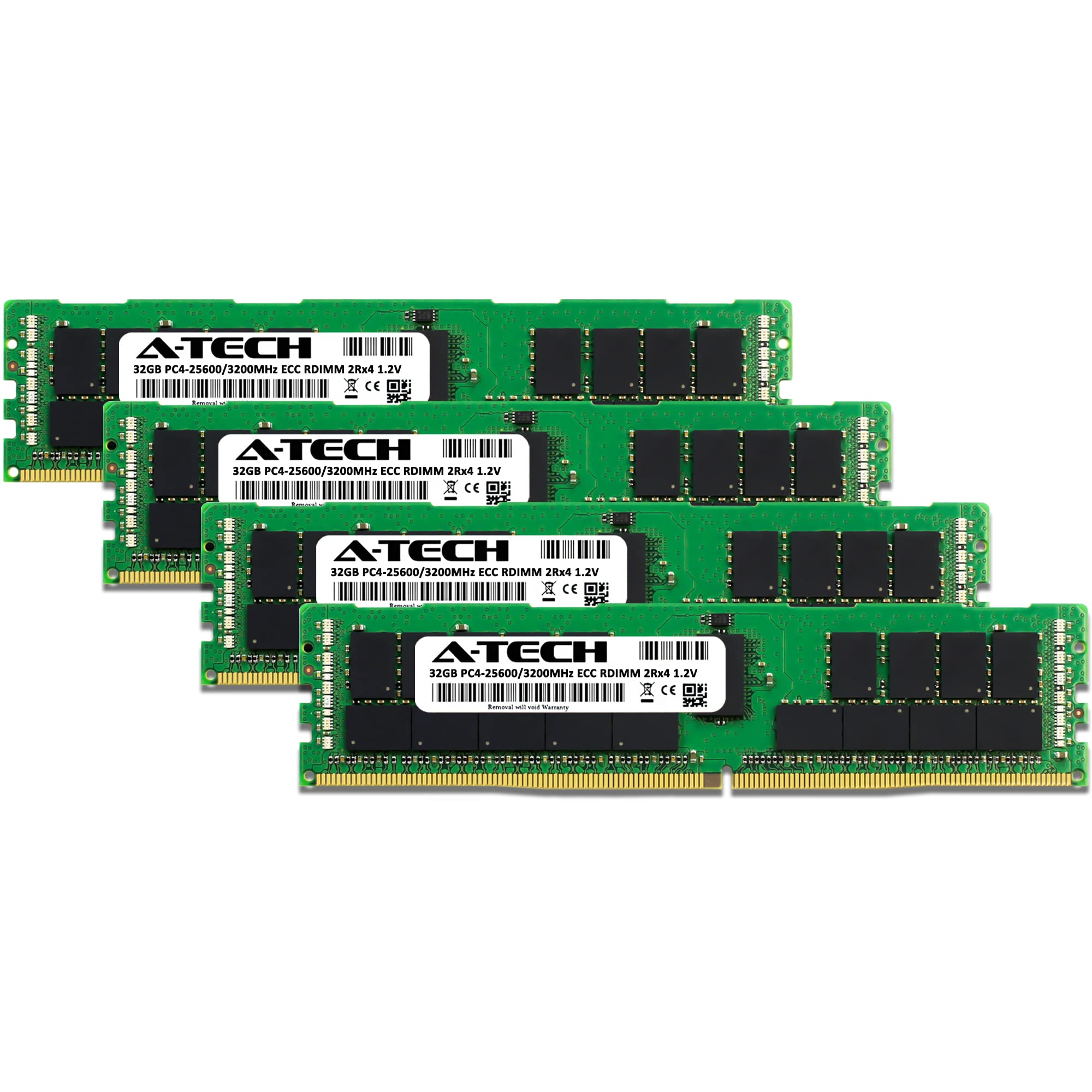 A Tech 128Gb Kit (4X32Gb) Ddr4 3200Mhz Pc4 25600 Ecc Rdimm 2Rx4 1.2V Dual Rank Ecc Registered Dimm 288 Pin Server & Workstation