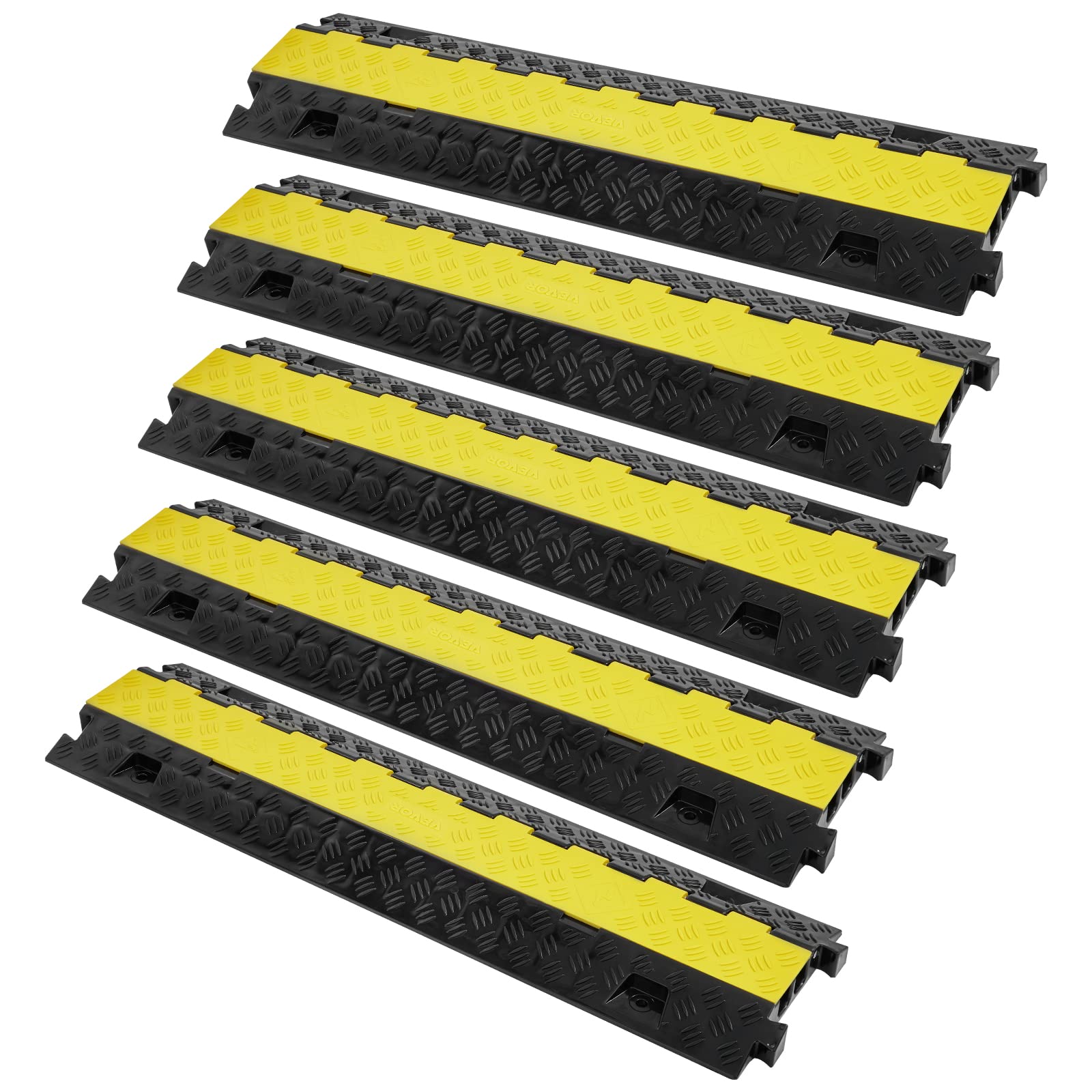 Vevor 5 Pcs Cable Protector Ramp, 2 Channel, 22000 Lbs/Axle Capacity Heavy Duty Tpu Wire Cover Ramp Hose Protector Ramp Driveway