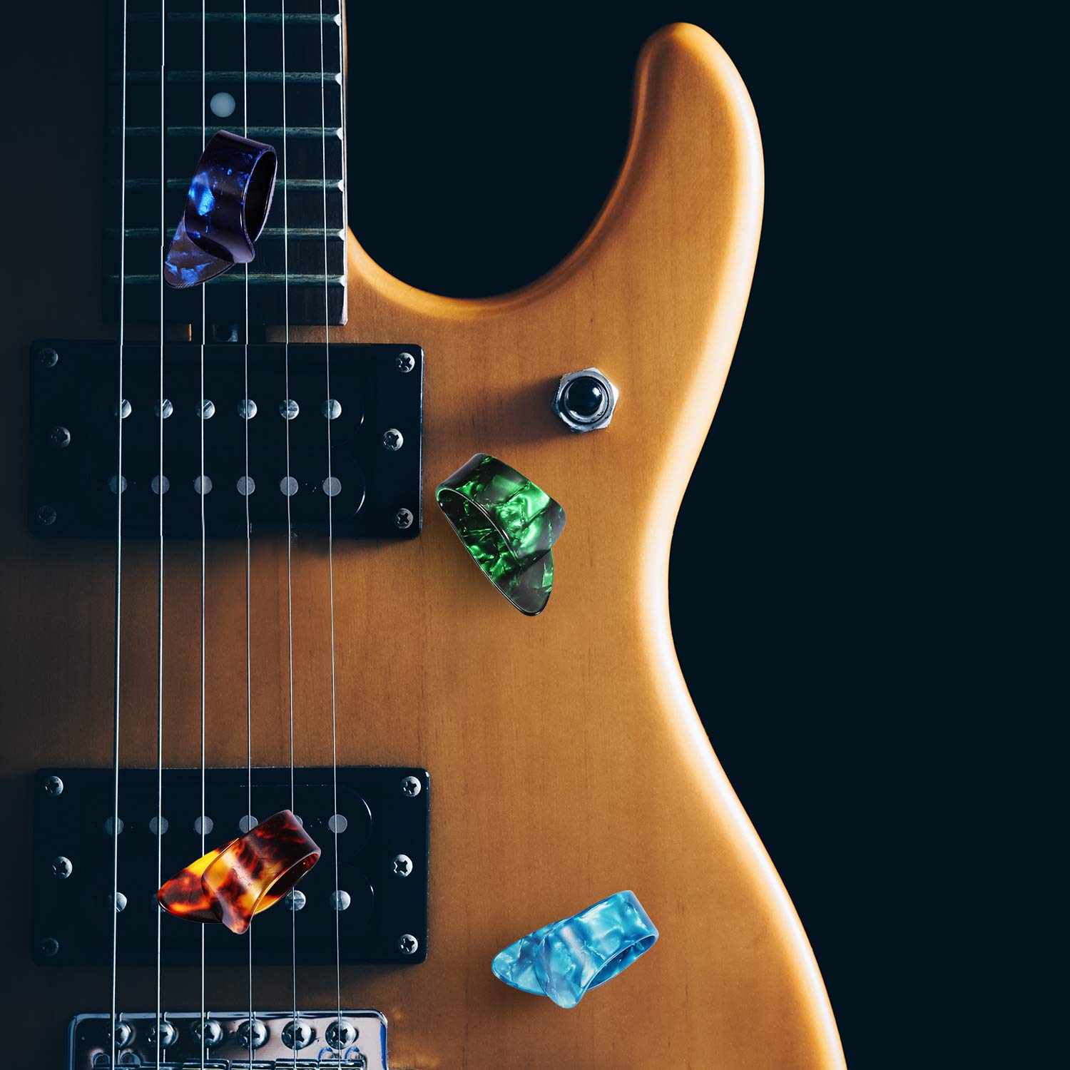 Frienda Thumb Picks Finger Picks, Medium, Flat Thumbpicks, Celluloid Guitar Thumb Finger Picks (12 Pieces, Thumb Picks)