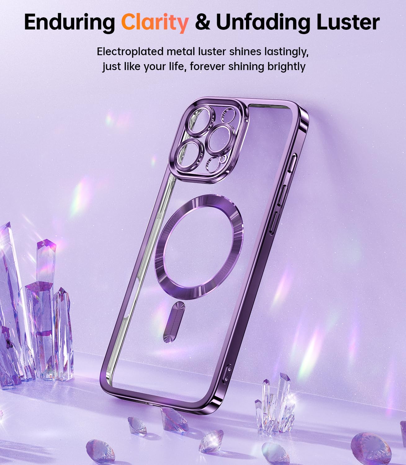 Meifigno Designed For Iphone 16 Pro Case 6.3'', [Glitter Card & Wrist Strap] [Compatible With Magsafe] [2X Privacy Screen Protec