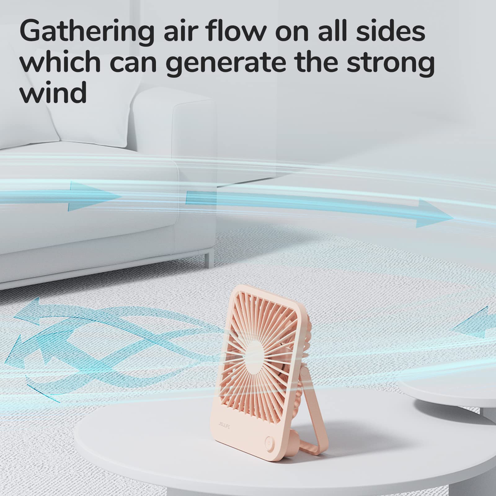 Jisulife Desk Fan Battery Rechargable Fan,180Foldable Portable Personal Fan, 4 Speeds Adjustable For Home Office Travel Outdoor