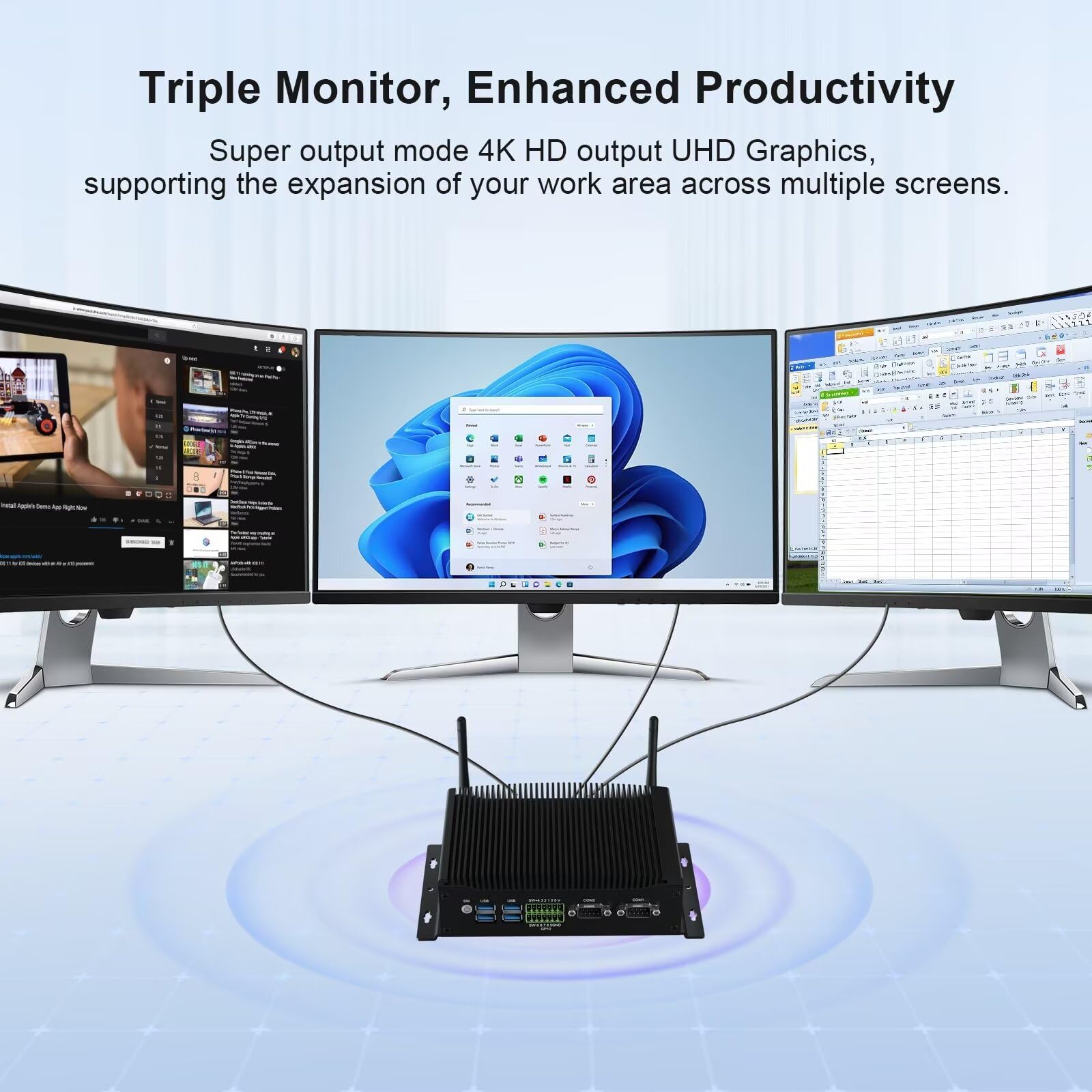 Weidian Fanless Pc Industrial Mini Pc Win 11 Pro I7 16Gb Ram 512Gb Ssd Core I7 10810U Desktop Computer 2Hd Dp Gpio M.2 M.2 Wifi