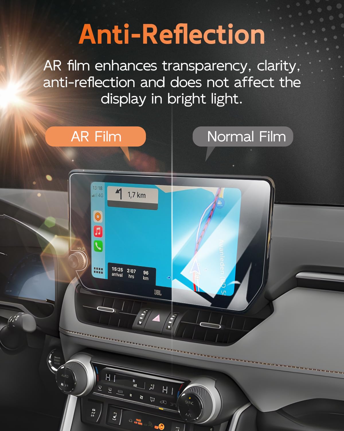 (2Pcs) Anti Reflection Rav4 Screen Protector For 2023 2024 2025 Toyota Rav4 Limited/ Xse/ Se /Trd/ Off Road 10.5' Touchscreen Cover For Rav 4 Accessories 2023 2024 2025 Radio Display  Ultra Clear Anti Glare 2Pcs 10.5'