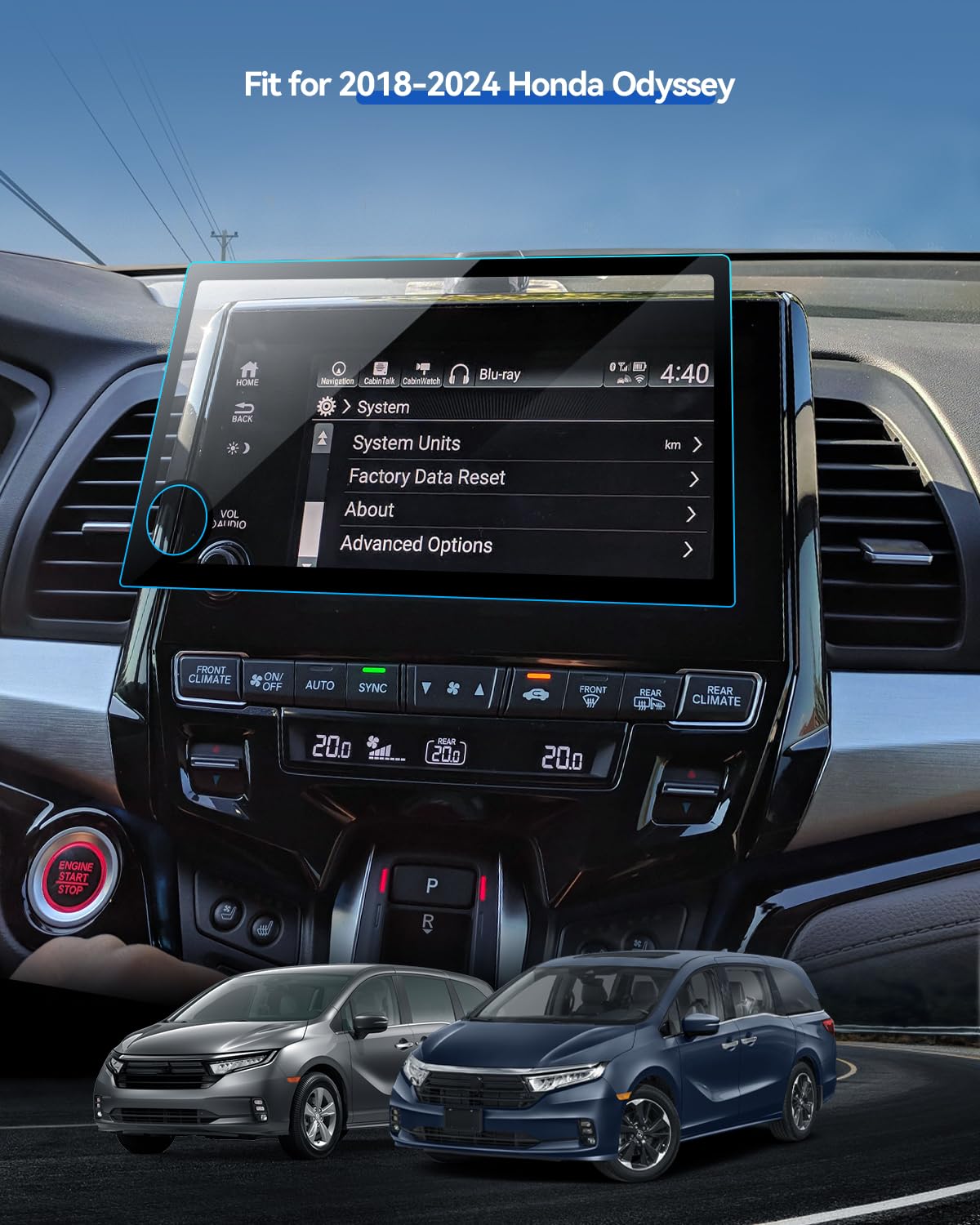 Lantu Car Screen Protector For 2018 2024 Honda Odyssey Ex/Ex L/Sport/Touring/Elite Odyssey Accessories Navigation Touchscreen Pr