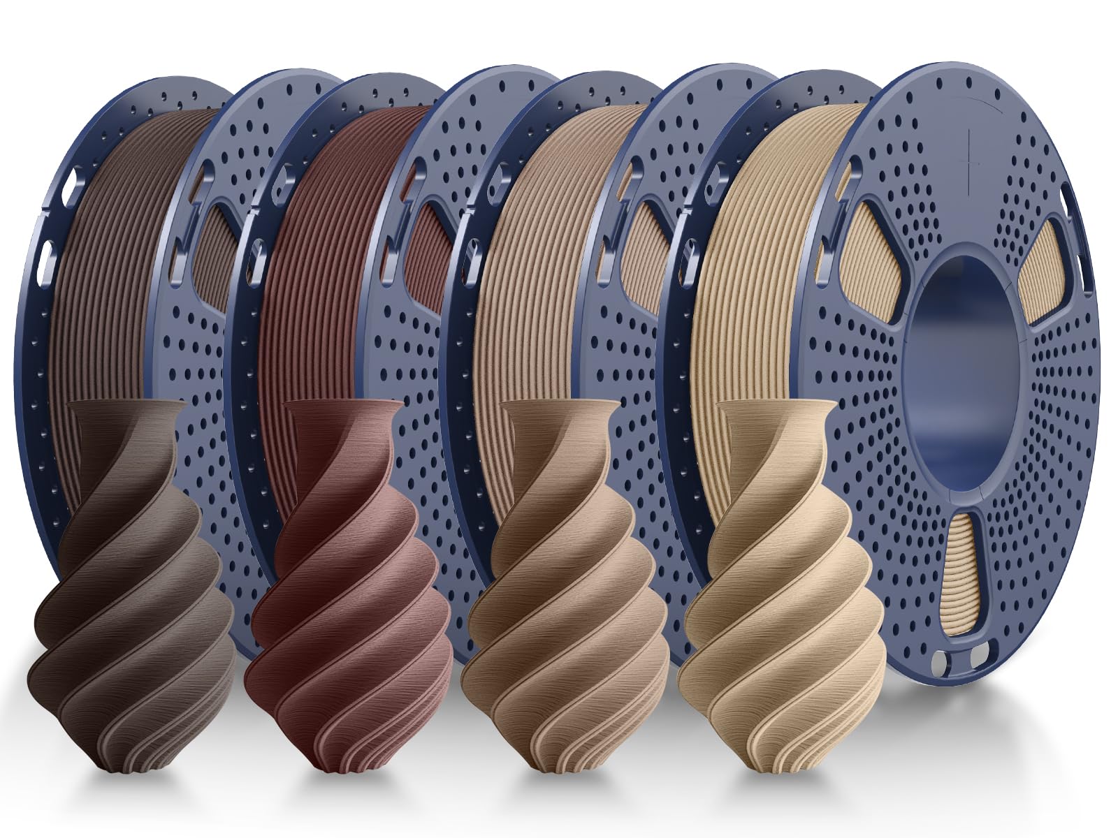 JAYO Wood PLA Filament 1.75mm, 3D Printer Filament Bundle, 15% Real Wood Fibers Added, 250g Spool, 4 Rolls, 1kg in Total