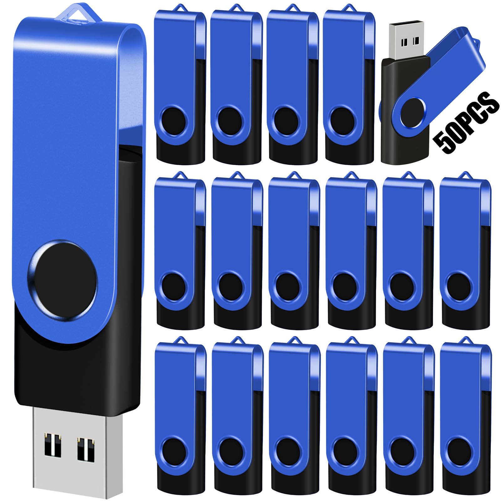 Eastbull 4Gb Usb Flash Drive Bulk Thumb Drives 50 Pack With Lanyards Usb 2.0 Jump Drive 4 Gb Memory Sticks Zip Drive Pen Drive For Storage And Backup Blue 50Pcs 4Gb