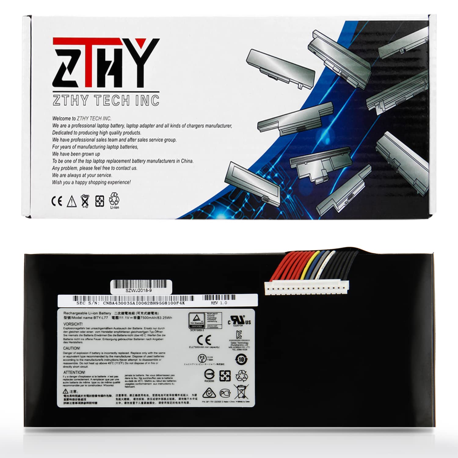 Zthy Bty L77 Laptop Battery Replacement For Msi Gt72 2Qd 2Qe 2Pe 6Qe Gt72S 6Qf 6Qd Gt72Vr 6Rd Gt80 2Qe 2Qd 2Qc Gt80S 6Qe Dominat