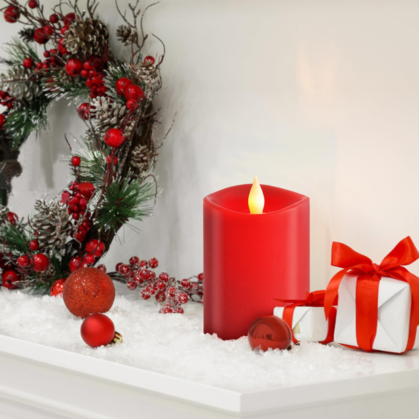 Asldoiweh 3X4'' Red Flickering Flameless Candles