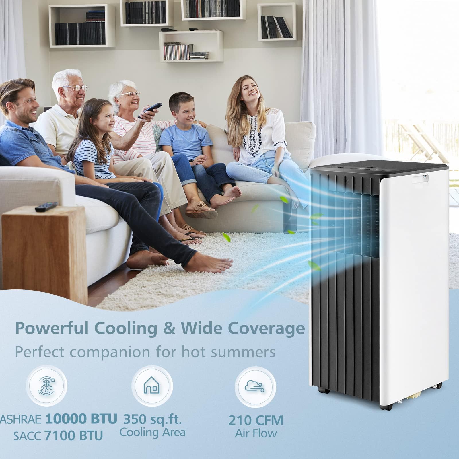 Dortala Portable Air Conditioner 10000 Btu, 3 In 1 Ac Cooling Unit With Dehumidifier, 24H Timer, Remote Control, Standing Air Co