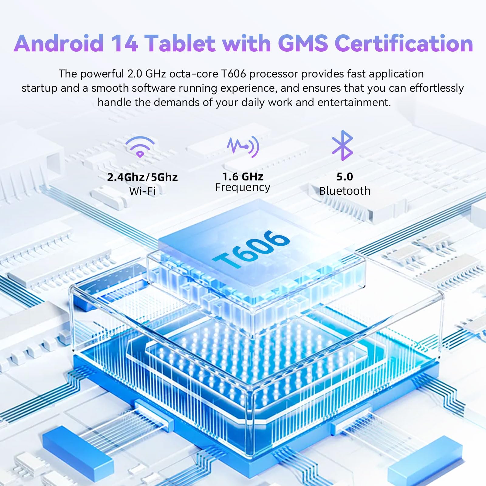 Huihuang Tablet 10 Inch Android 14 Tablet, 16Gb Ram 128Gb Rom, 1Tb Expansion, Octa Core, Large Capacity Battery, 5Mp + 8Mp Dual