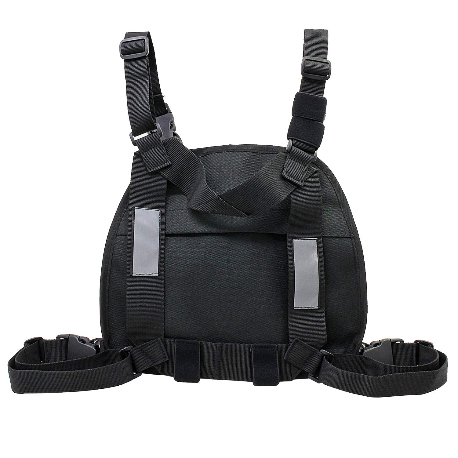 Abcgoodefg Universal Radio Chest Harness Pack Front Pocket Pouch Bag Holster Ems Vest Rig With Reflective Stripe For Two Way Radio Walkie Talkie Black (Rescue Essentials)