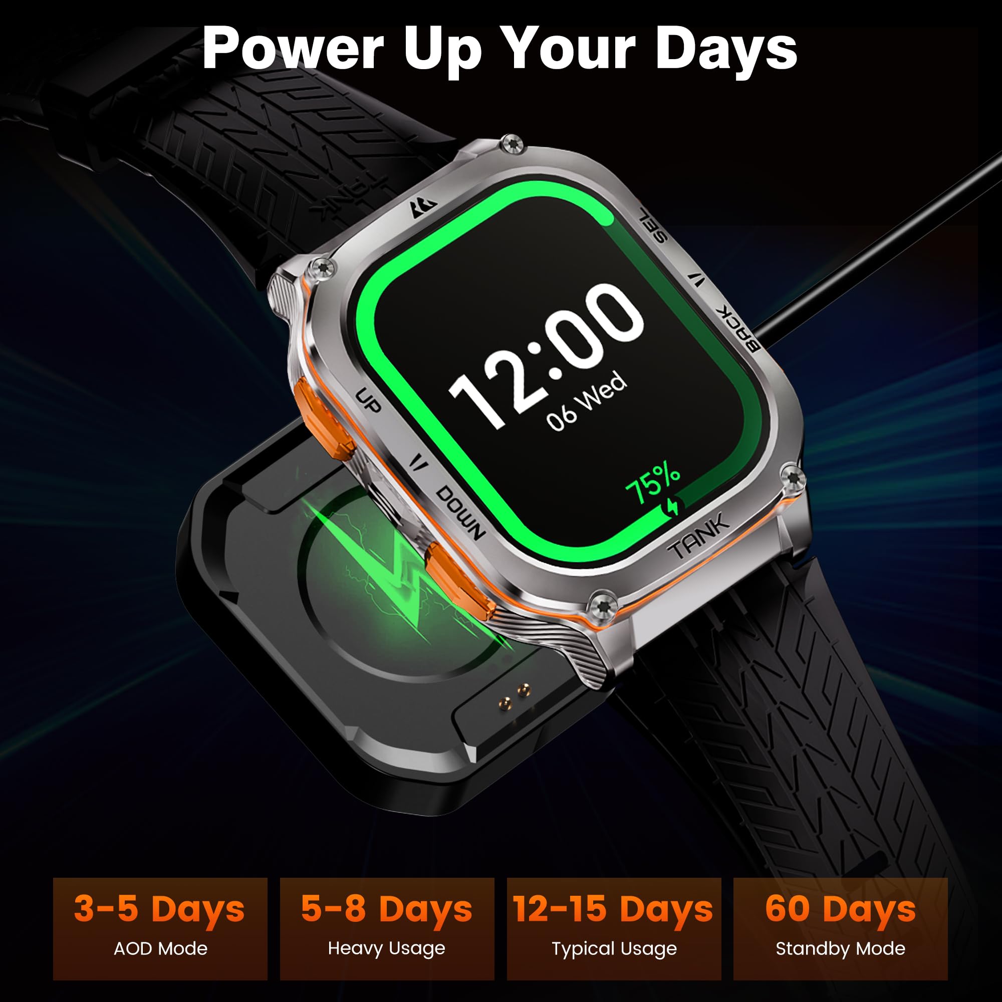 Amaztim Smart Watches For Men,Military Grade Stainless Steel, 5Atm/Ip69K Waterproof, Gps/Compass/Altitude/Air Pressure, Answer/M