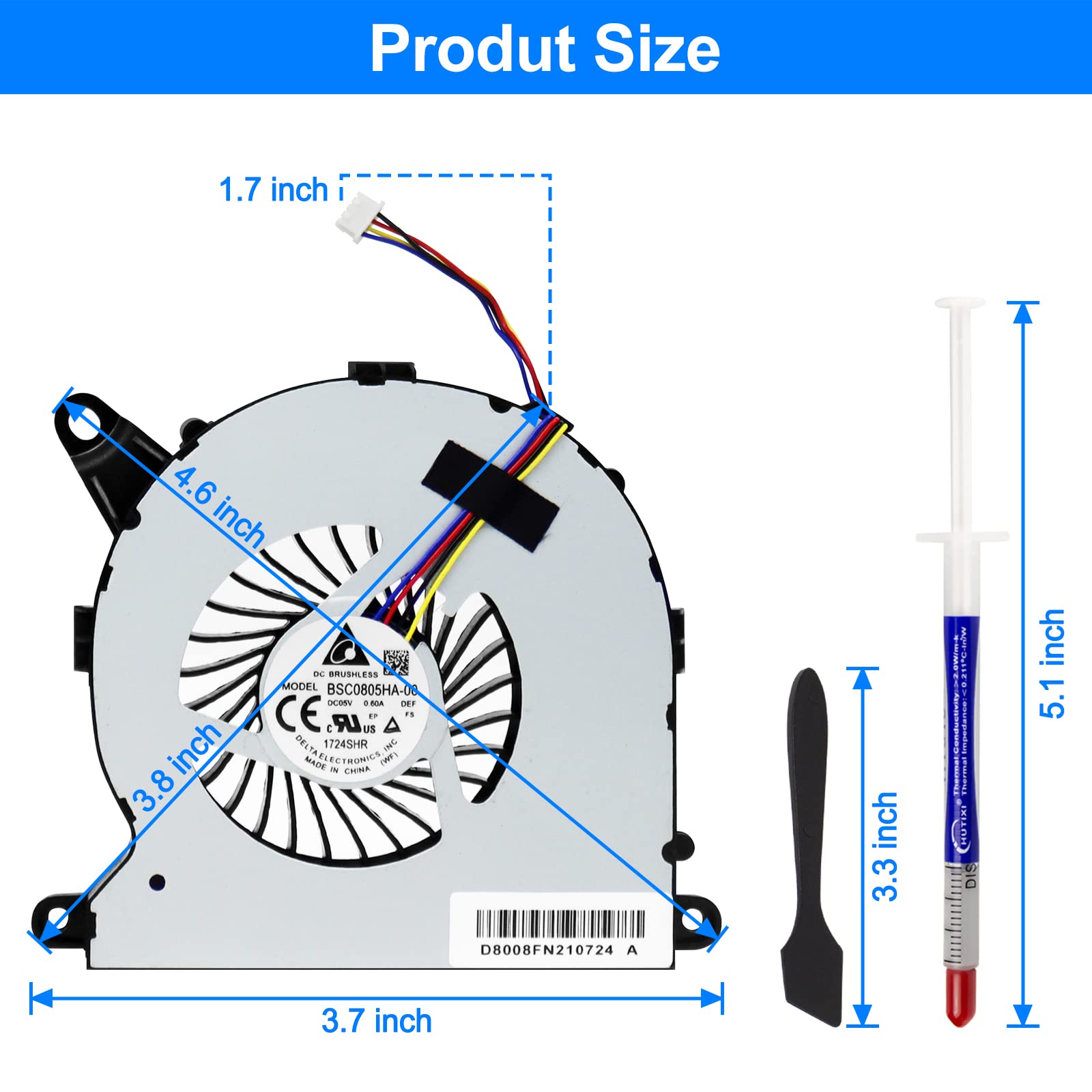 Arlba New Replacement Cpu Cooling Fan For Intel Nuc Nuc8 Nuc8I3Beh Nuc8I5Beh Nuc8I5Bek Nuc8I7Beh Nuc8 I3/I5/I7 Mini Host Bsc0805