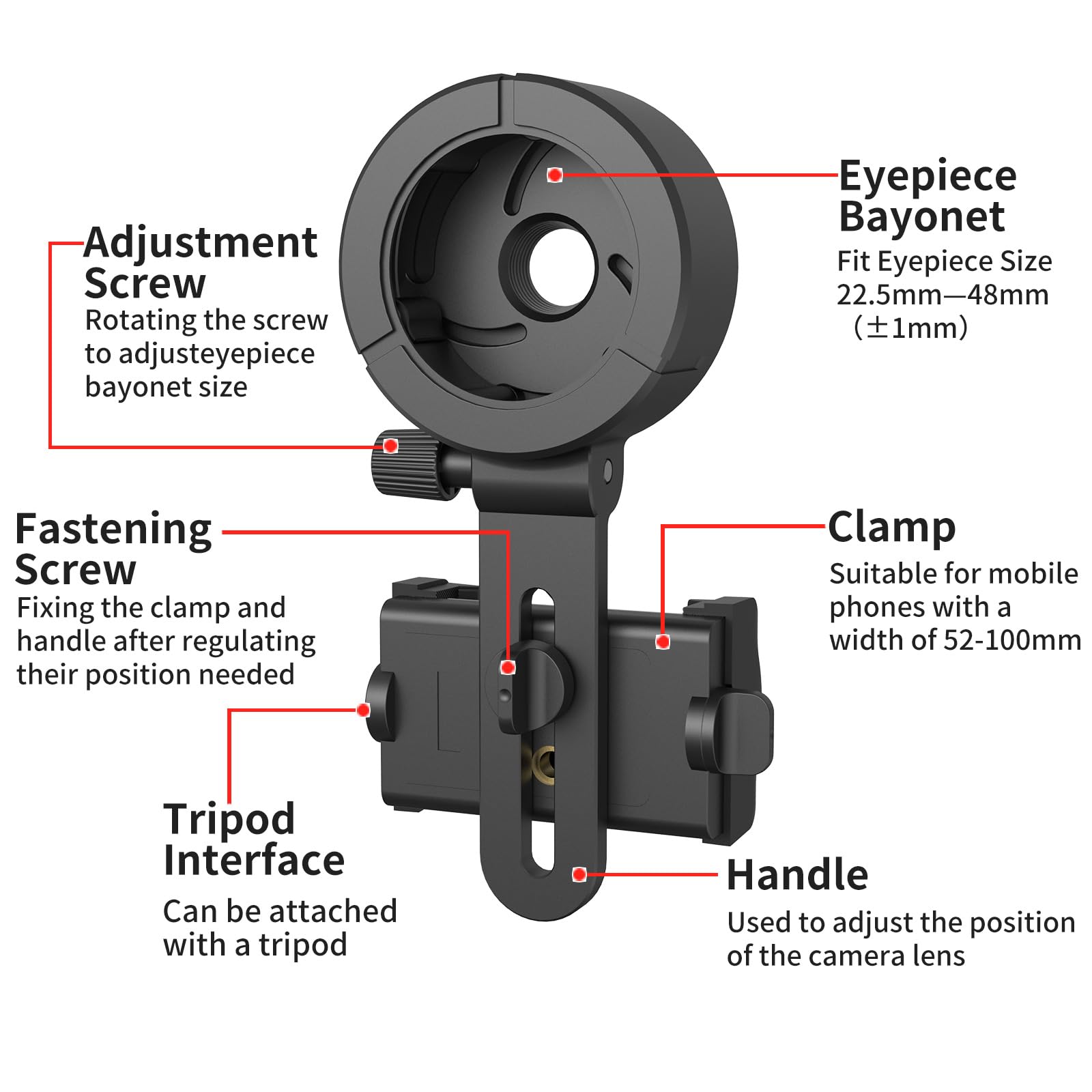 Eyeskey Universal Phone Adapter   Capture Stunning Moments With Your Smartphone Through Binoculars, Monoculars, Scopes, Telescopes, And Microscopes   Fits Most Smartphones