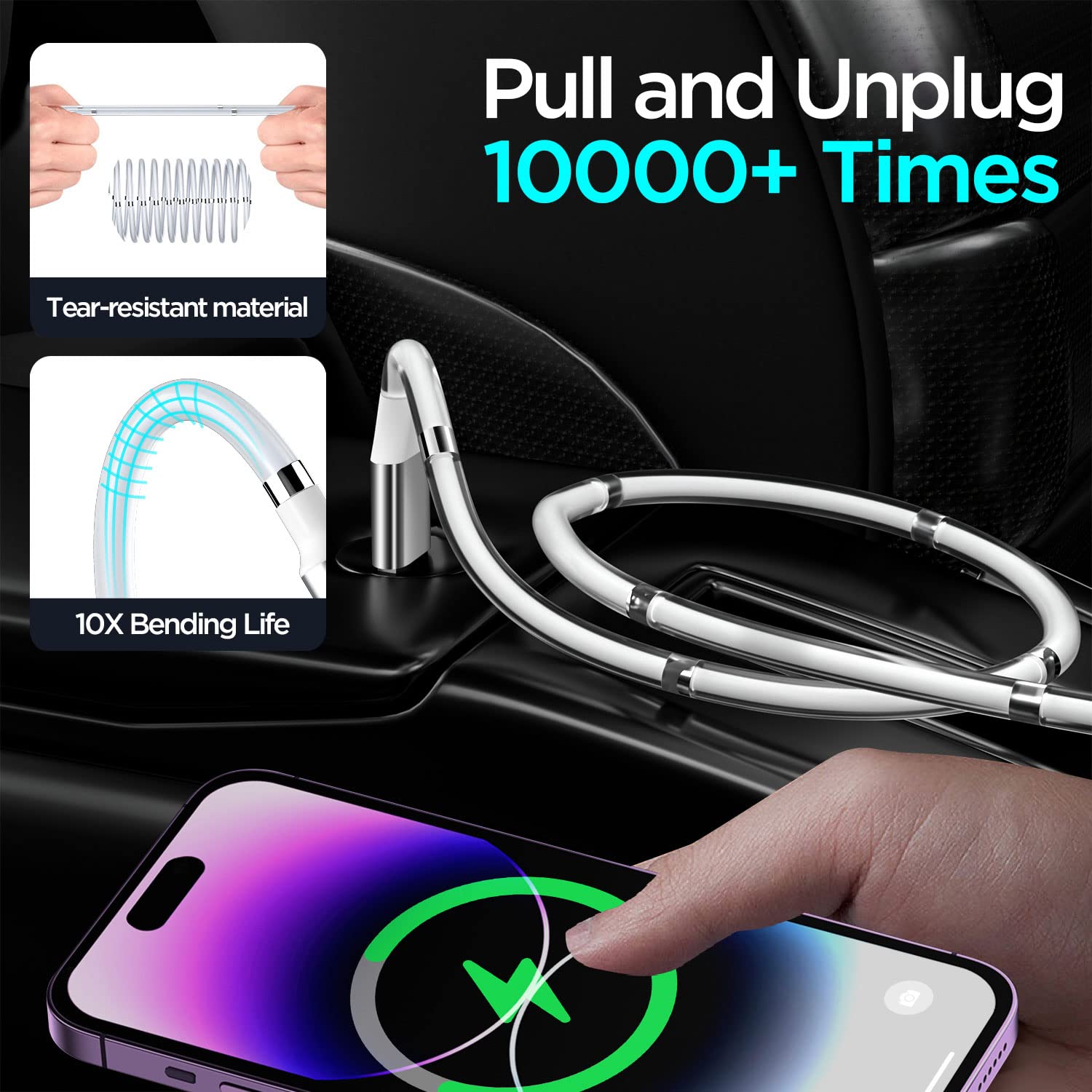Magnetic Charging Cable,(3FT) Super Organized Charging Magnetic Absorption Nano Data Cable for Phone 14 pro max/13/12/11/XS/XS Max/XR/X/8/8 Plus/7/7 Plus/6s/6s Plus/6/6 Plus/SE/5s/5c/5/Pad/Pod 2 Pack