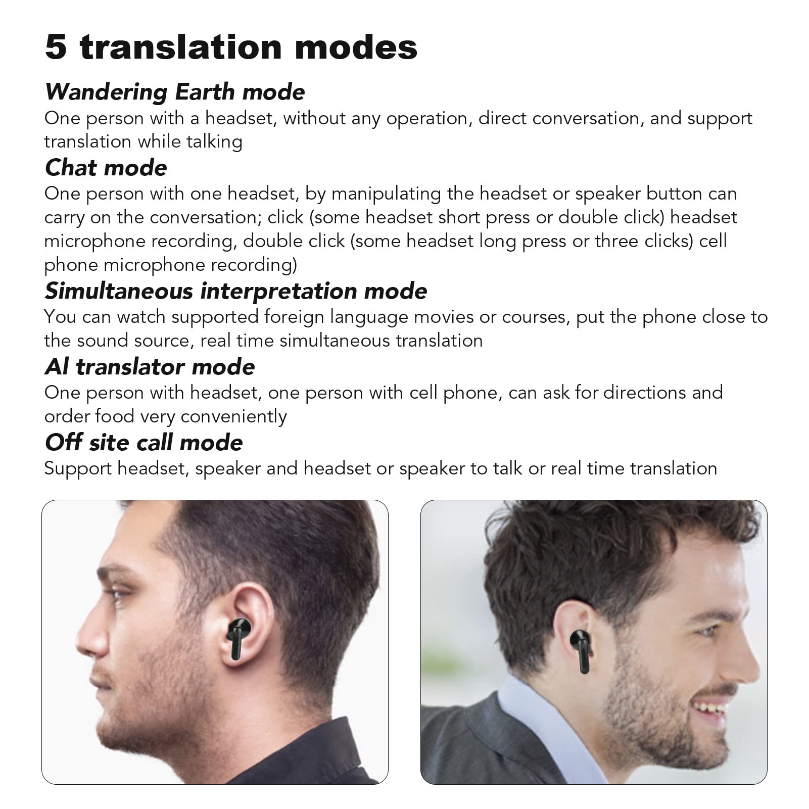 Language Translator Earbuds, 84 Languages Online, Two Way Real Time Voice Language Translator Device, Translator Earphone For Tr