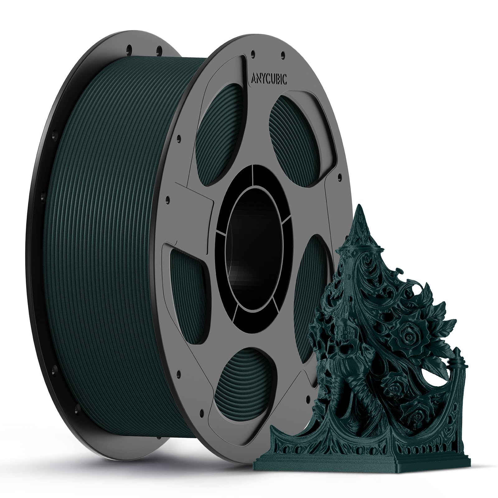 ANYCUBIC Carbon Fiber PLA Filament 1.75mm, PLA-CF Enhanced Rigidity 3D Printer Filament, Matte Texture, 1KG Reusable Spool, Jade