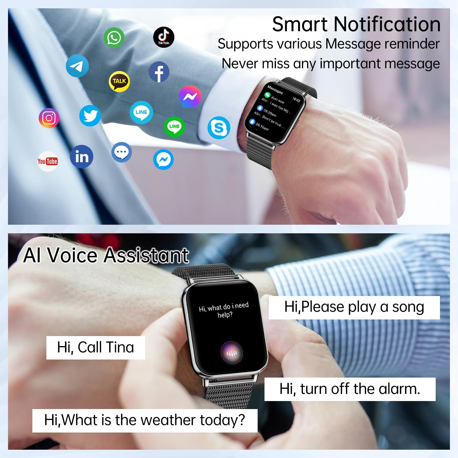 Smart Watch(Answer/Make Call), 1.85'' Smart Watch For Men Women Ip68 Waterproof Smart Watches For Android Iphone Fitness Activit