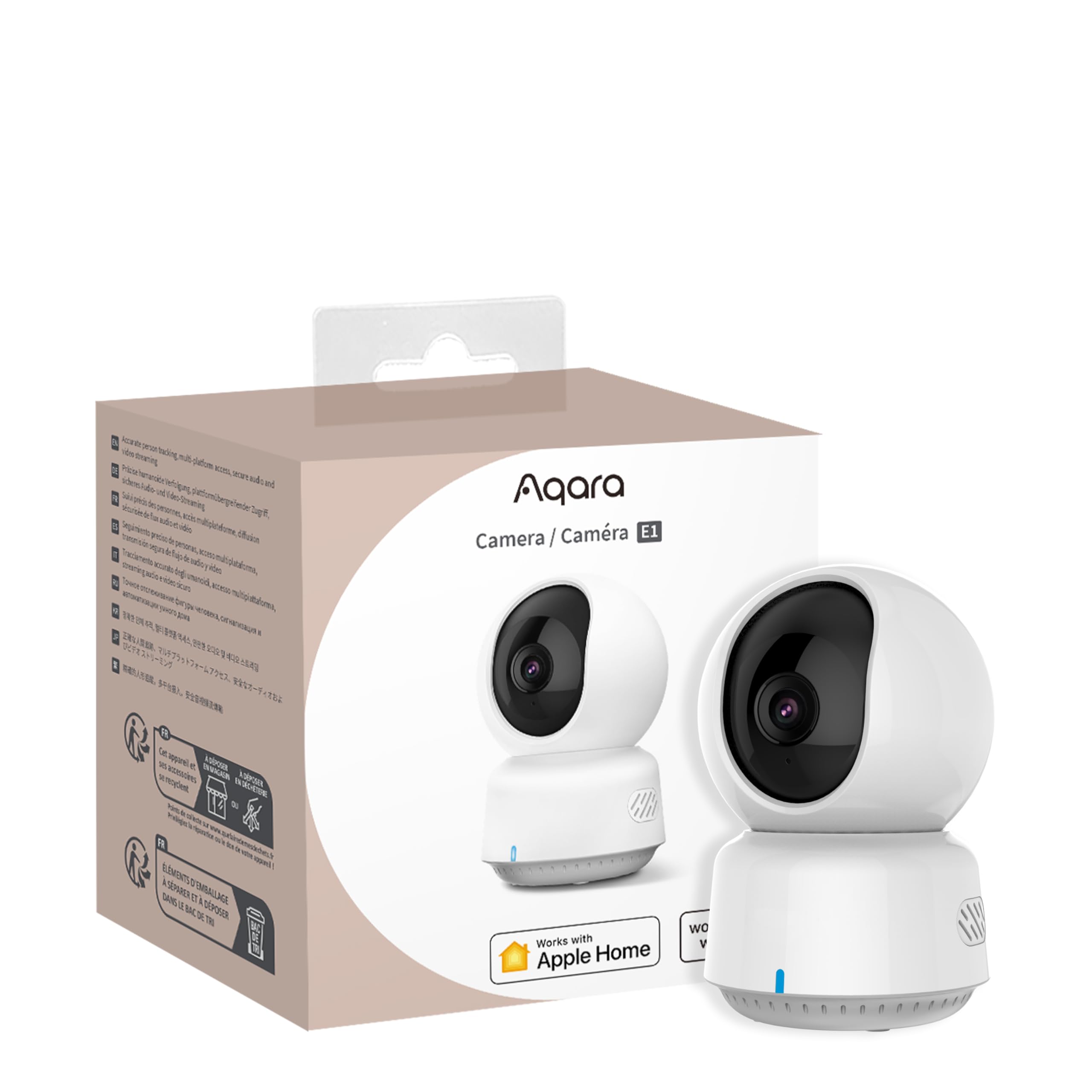 Aqara 2K Indoor Security Camera E1, Pan & Tilt, Homekit Secure Video Indoor Camera, Two Way Audio, Night Vision, Person Tracking