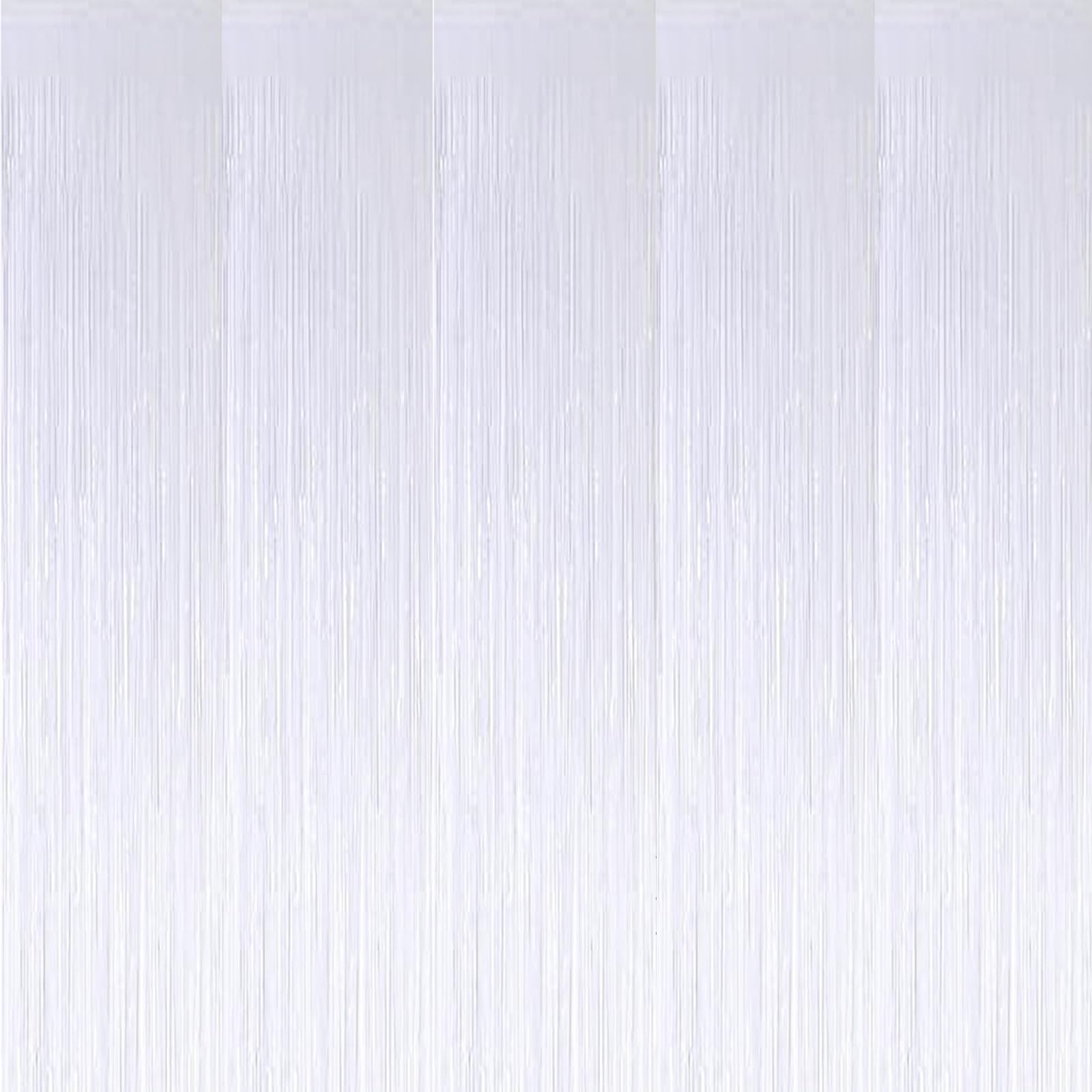 20 Pack White Metallic Tinsel Foil Fringe Curtains Party Photo Backdrop Party Streamers For Birthday,Graduation,New Year Eve Dec