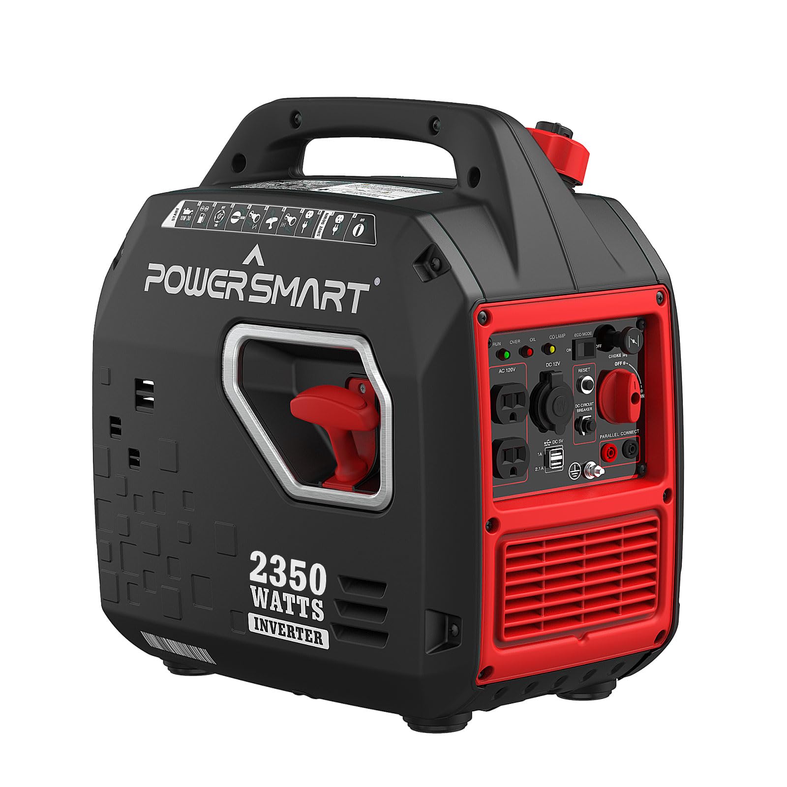 Powersmart 2350 Watt Portable Inverter Generator With Co Protect, Super Quiet Portable Generator Gas Powered, Ultral Light, Eco 