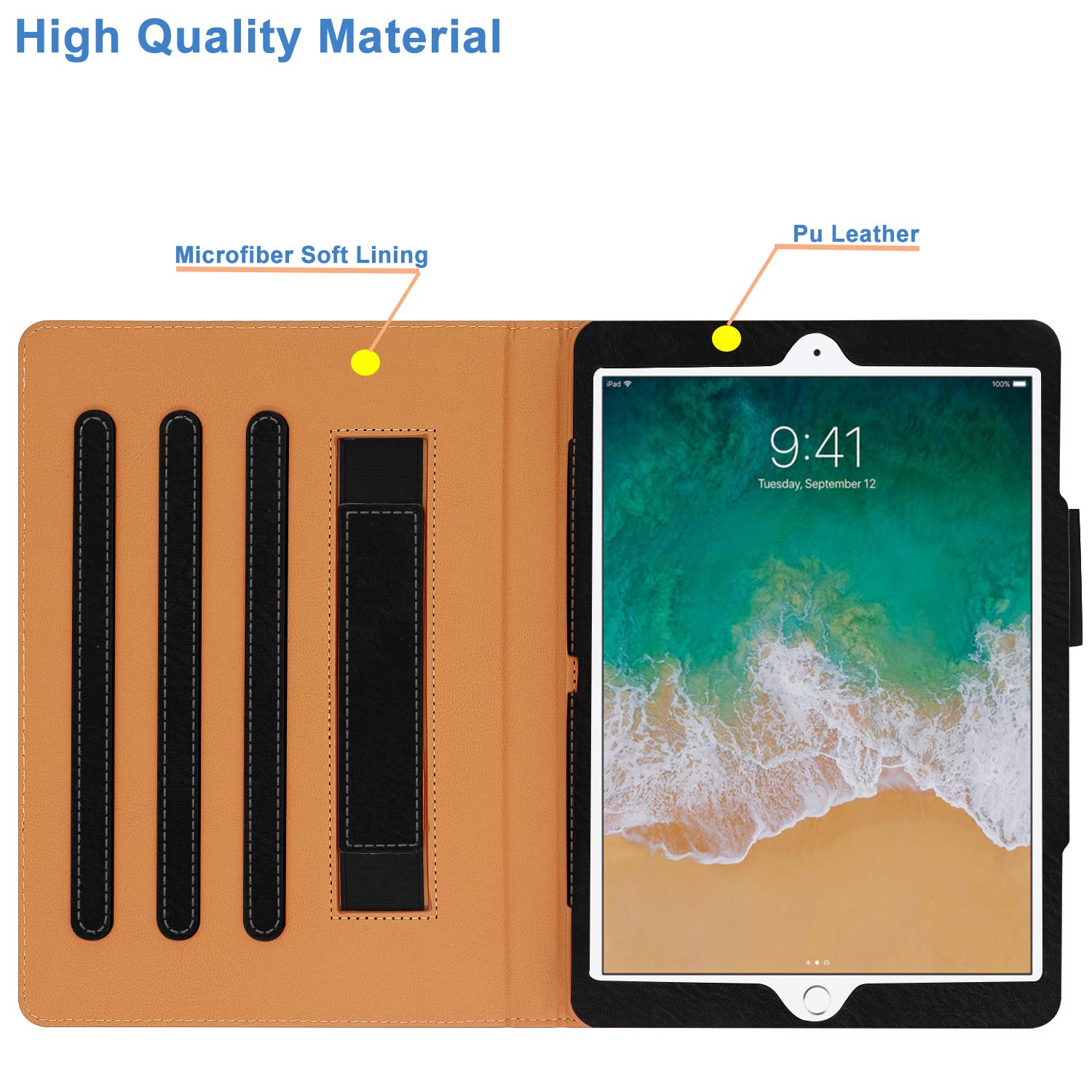 For Ipad 10.2 Case 2021/2020, For Ipad 9Th/8Th Generation Case With Pencil Holder   Multi Angle Stand, Hand Strap, Auto Sleep/Wa