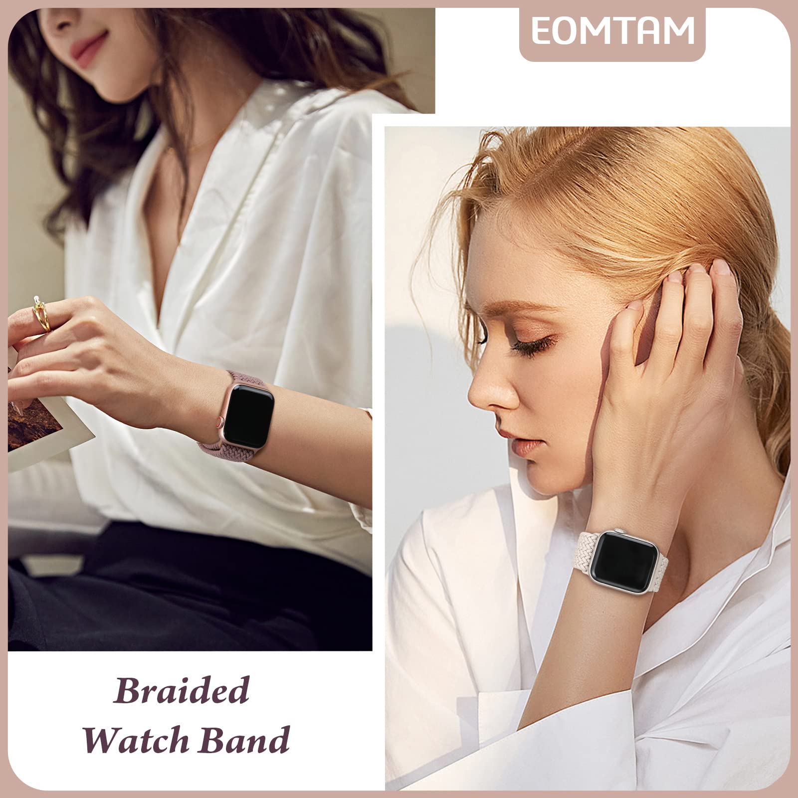 5 Pack Braided Stretchy Adjustable Straps Compatible For Apple Watch Band 38Mm 40Mm 41Mm 42Mm 44Mm 45Mm 46Mm 49Mm For Women Men