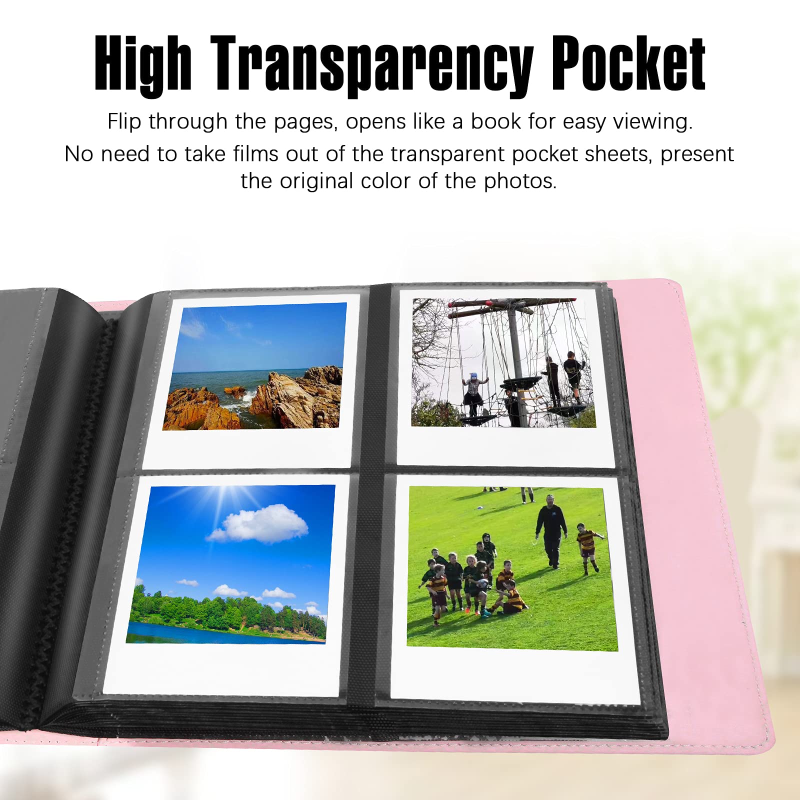 192 Pockets Photo Album For Fujifilm Instax Wide 300 Camera, Polaroid 600 I Type Film Album, Extra Large Picture Albums For Polaroid Now Onestep2 Onestep+ Instant Camera, Pop Lab Print Camera (Pink)
