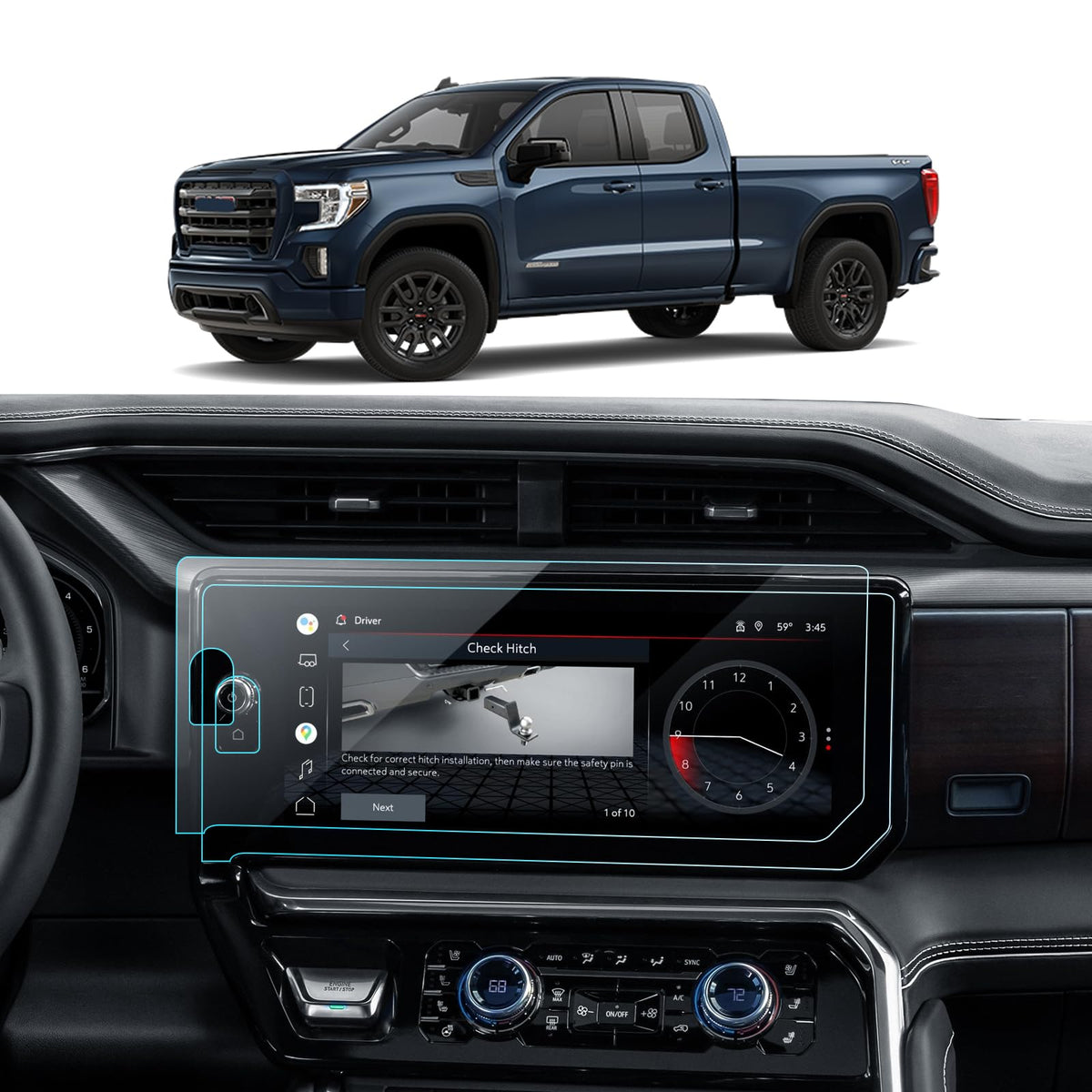 Lantu 2-Pack Sierra Screen Protector For Gmc Sierra Accessories Anti-Reflective Nano Film Fits 2022-2024 Sierra 1500&2024 Sierra