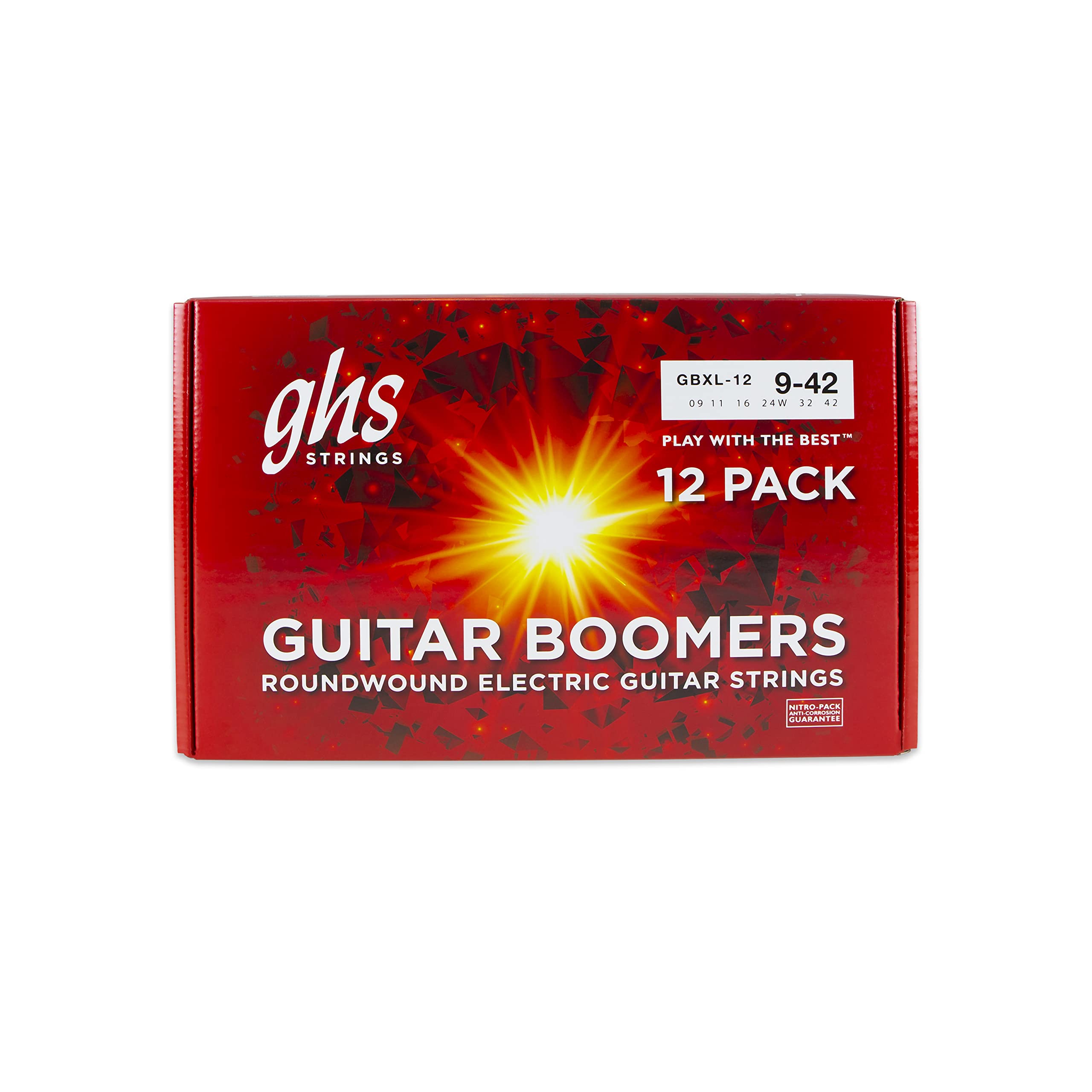 GHS Strings - GBXL-12 pack Guitar Boomers Nickel Plated Electric Guitar String, Extra Light 9-42, Pack of 12