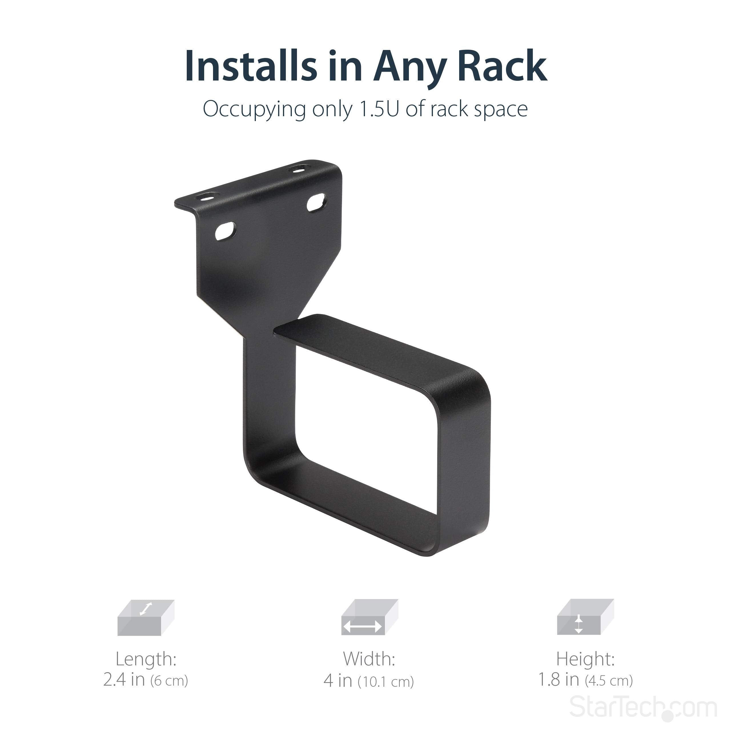 Startech.Com 2.4 X 3.9In Vertical Cable Management D Ring   1.5U Metal D Ring Hooks   Wire Organizer For 2 Or 4 Post Network/Ser