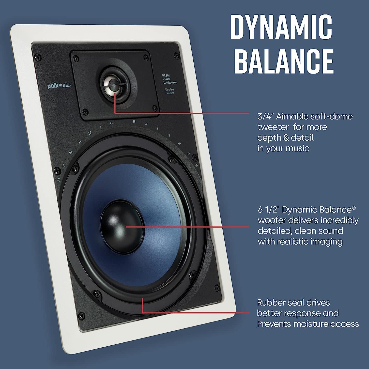 Polk Audio Rc85I 8 2-Way Premium In-Wall Speakers (2 Pairs - 4 Speakers),White