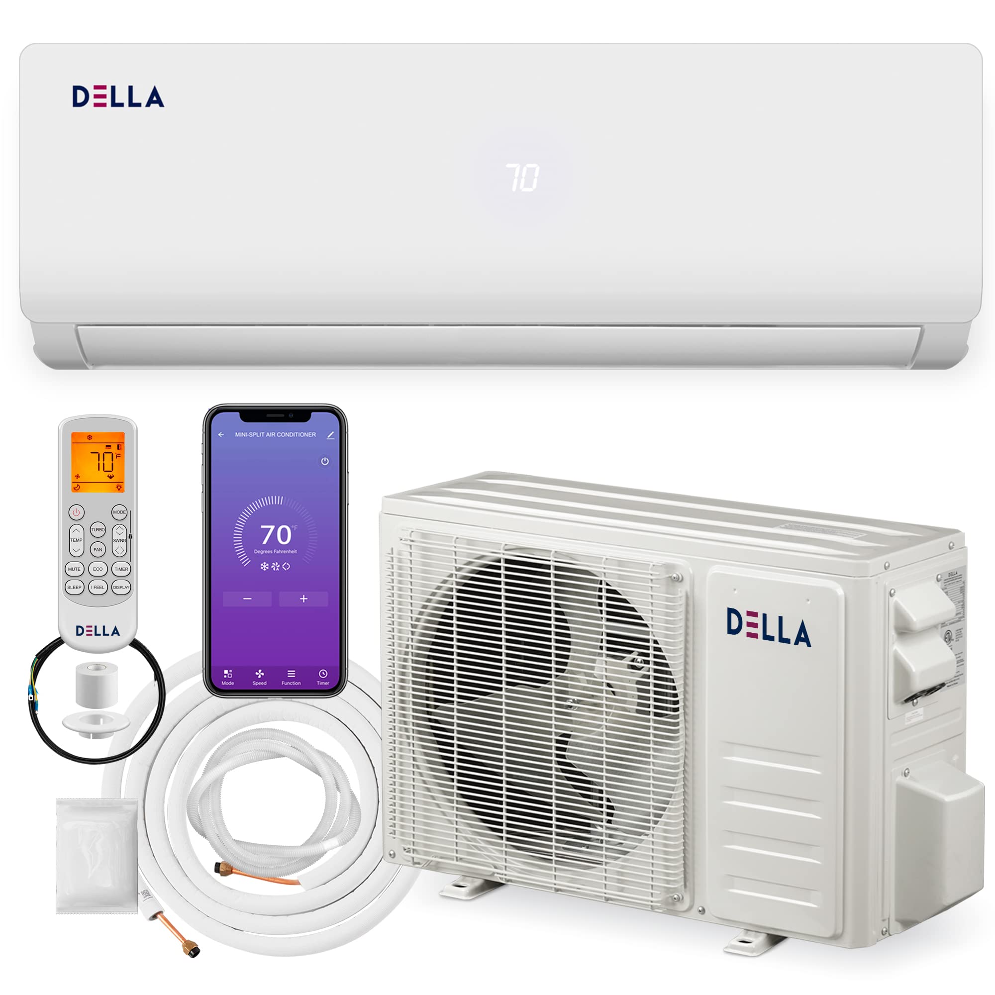 Della 36000 Btu Wifi Enabled 19 Seer2 Cools Up To 2500 Sqft 208 230V Energy Efficient Mini Split Air Conditioner  Heater Ductles