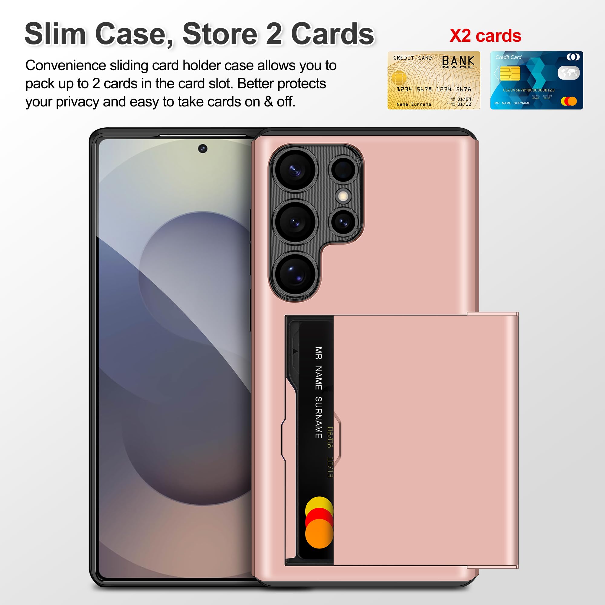 Samonpow For Samsung Galaxy S25 Ultra Case With Screen Protector + Camera Cover [4-In-1] Galaxy S25 Ultra Case Wallet Card Holde