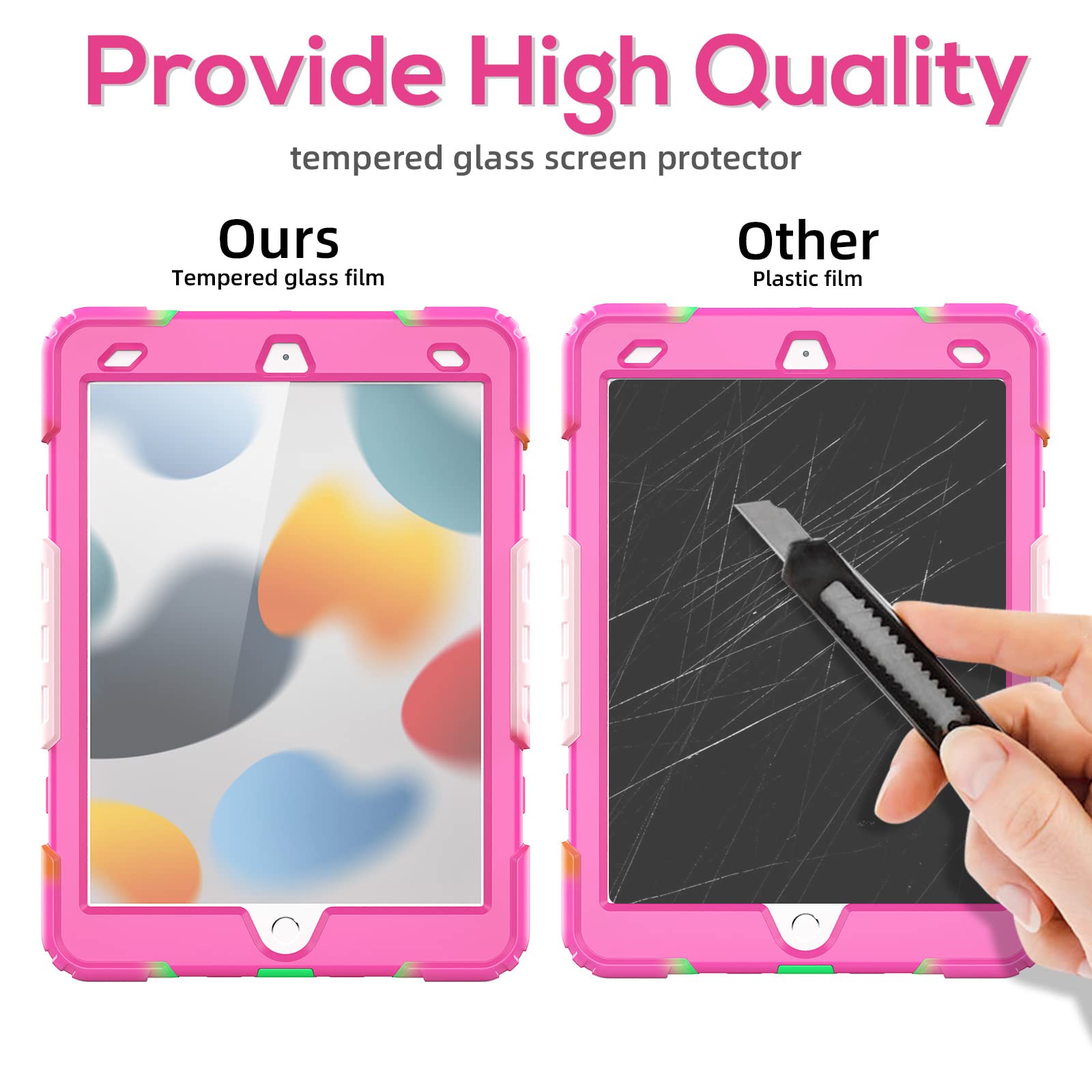 Blosomeet Case For Ipad 9Th/8Th/7Th Generation 2021/2020/2019 10.2 Inch For Kids Girls With Tempered Glass Screen Protector & Pe