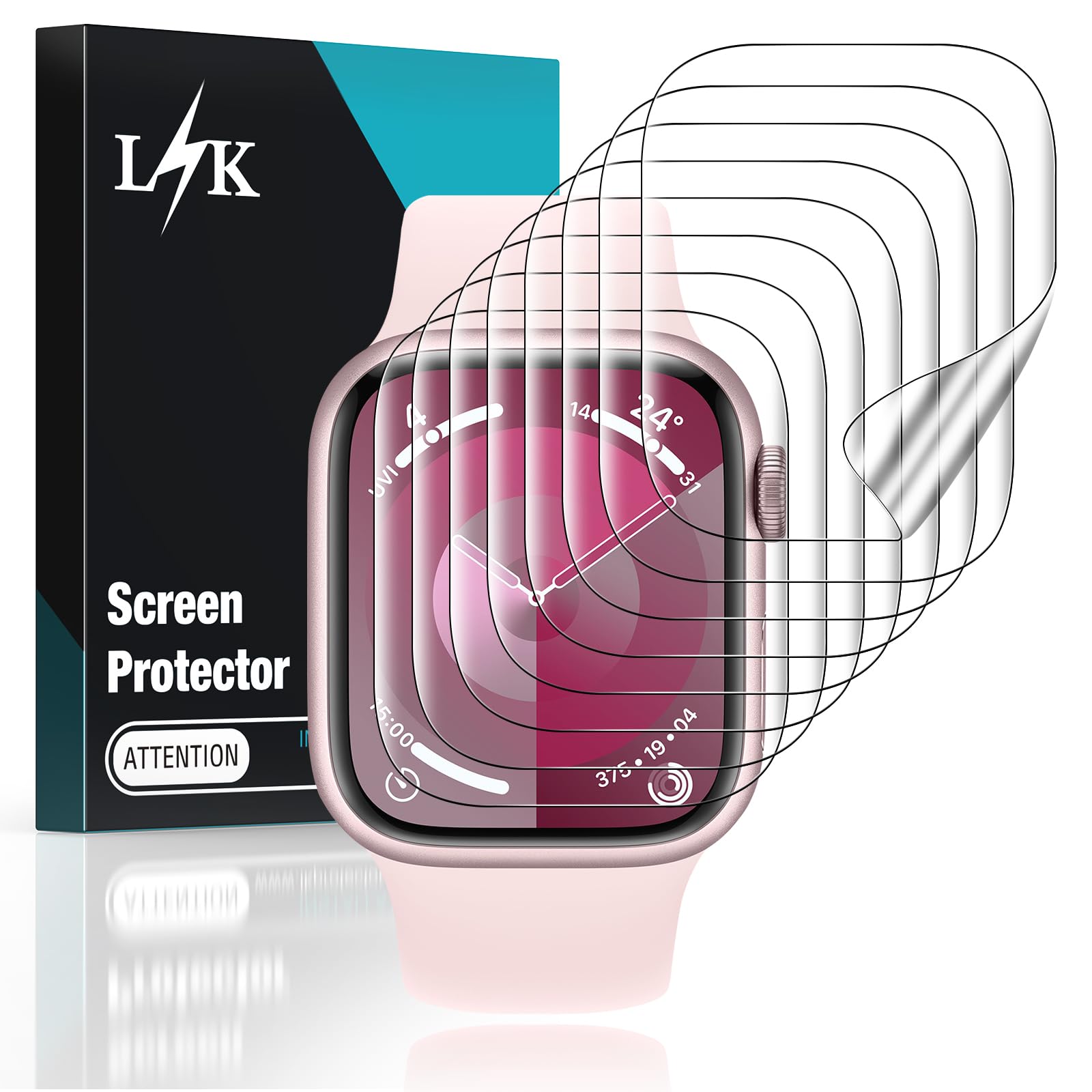 L?K 8 Pack Tpu Screen Protector For Apple Watch Series 9 8 7 41Mm   Self Healing Anti Scratch 0 Bubble Hd Touch Sensitive Upgrad